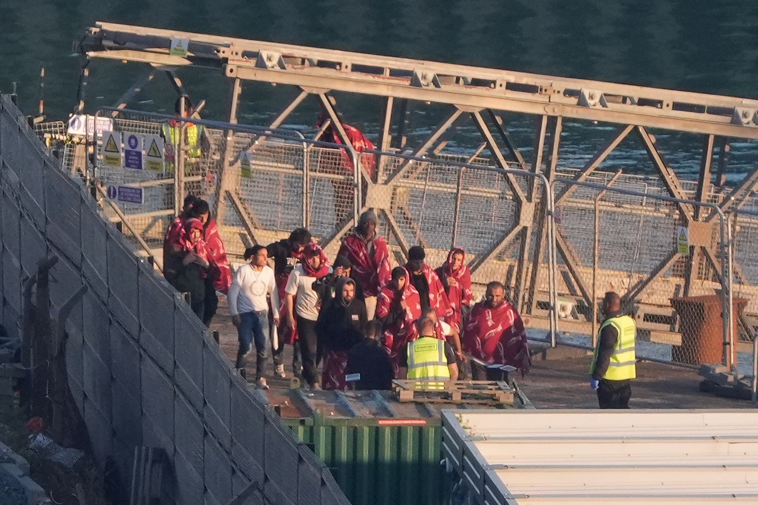 A group of people thought to be migrants were brought in to Dover following a small boat incident in the Channel on Saturday (Gareth Fuller/PA)