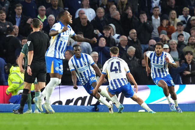 <p>Danny Welbeck headed home Brighton’s winner</p>