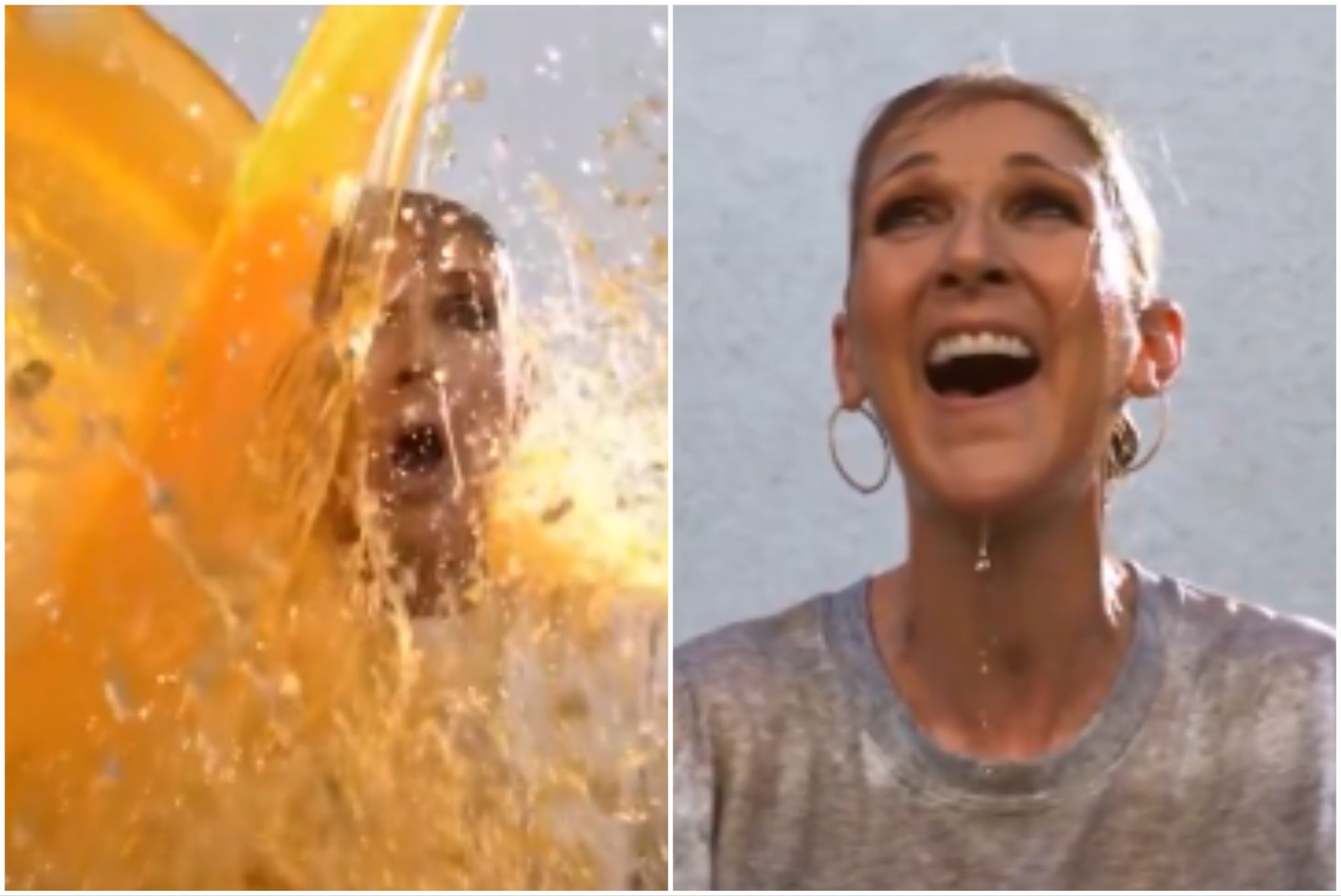 Celine Dion foi mergulhada em Gatorade em um clipe do jogo Cowboys vs Steelers no domingo