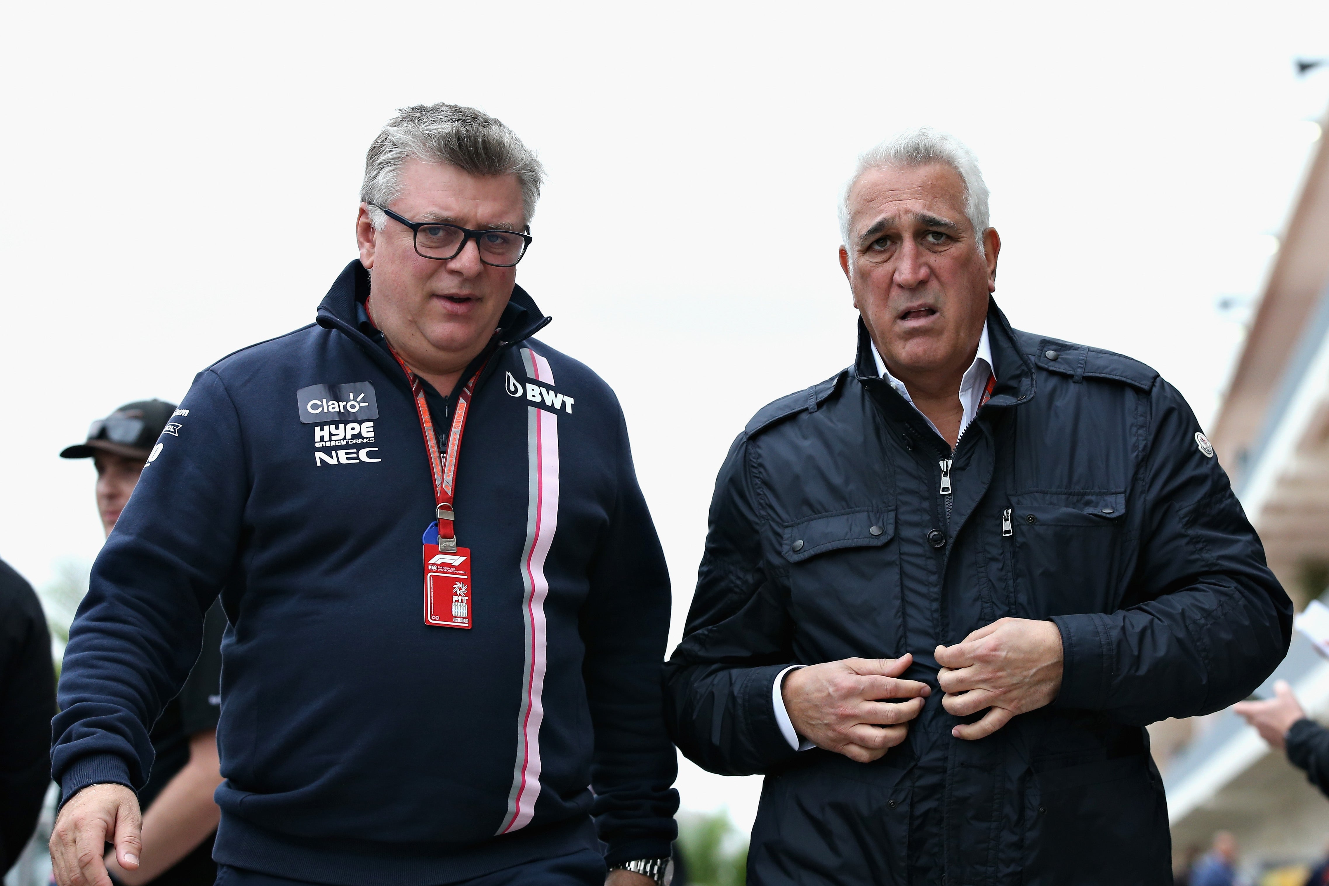 Szafnaeur with team owner Lawrence Stroll in 2018