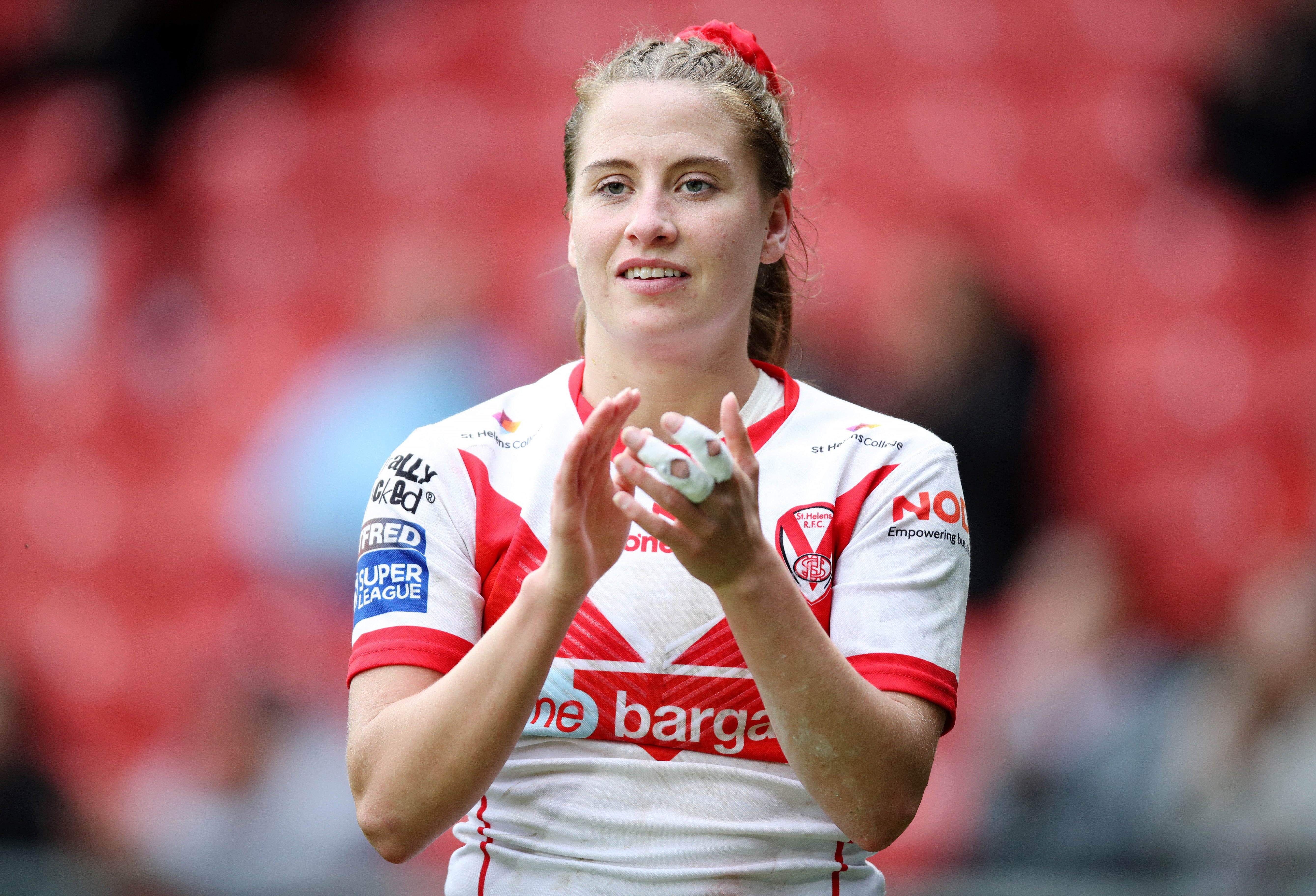 Tara Jones of St Helens in action against Leeds Rhinos