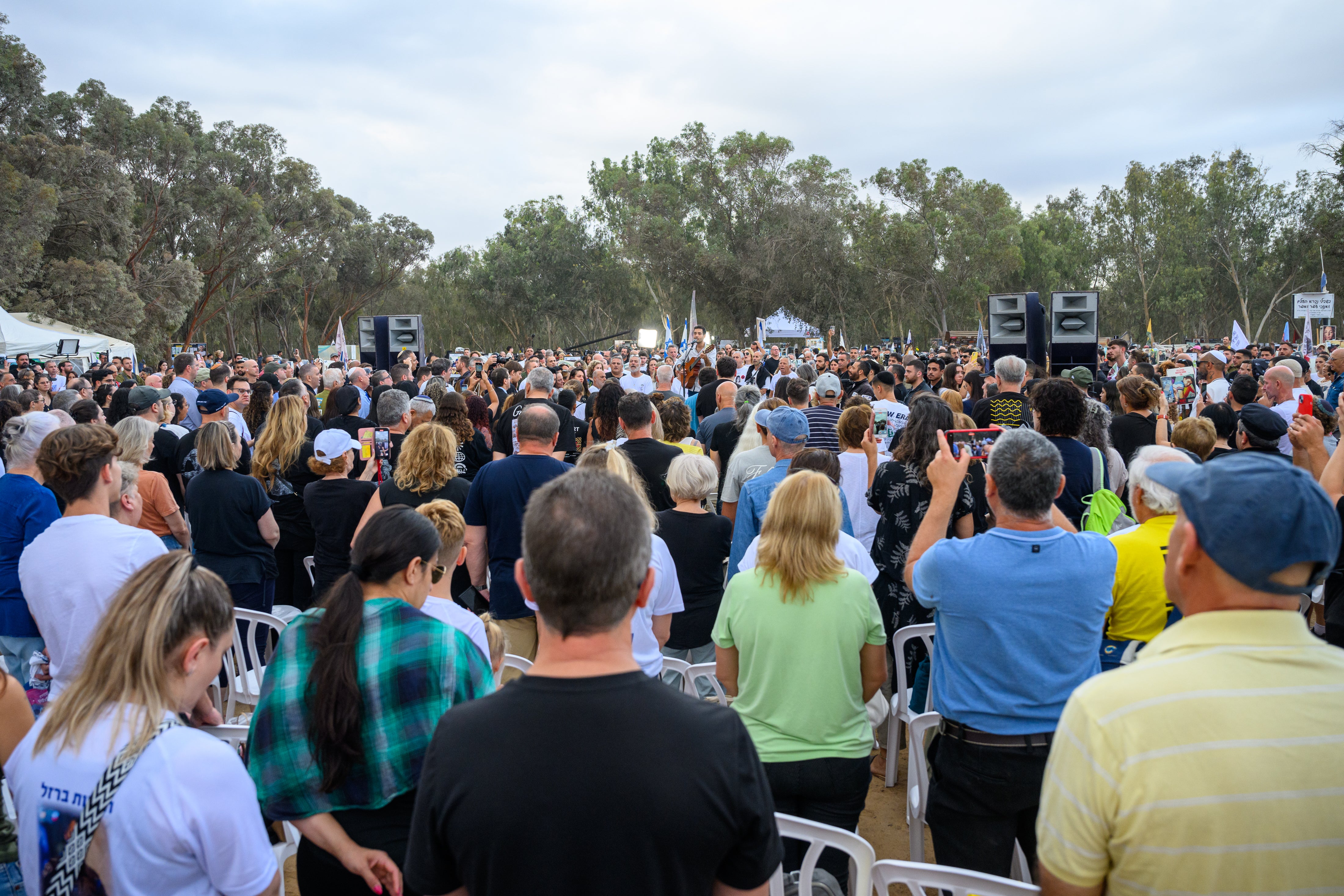 Family and friends gather at the Nova festival memorial to mark the first anniversary since Hamas attacked one year ago on October 7