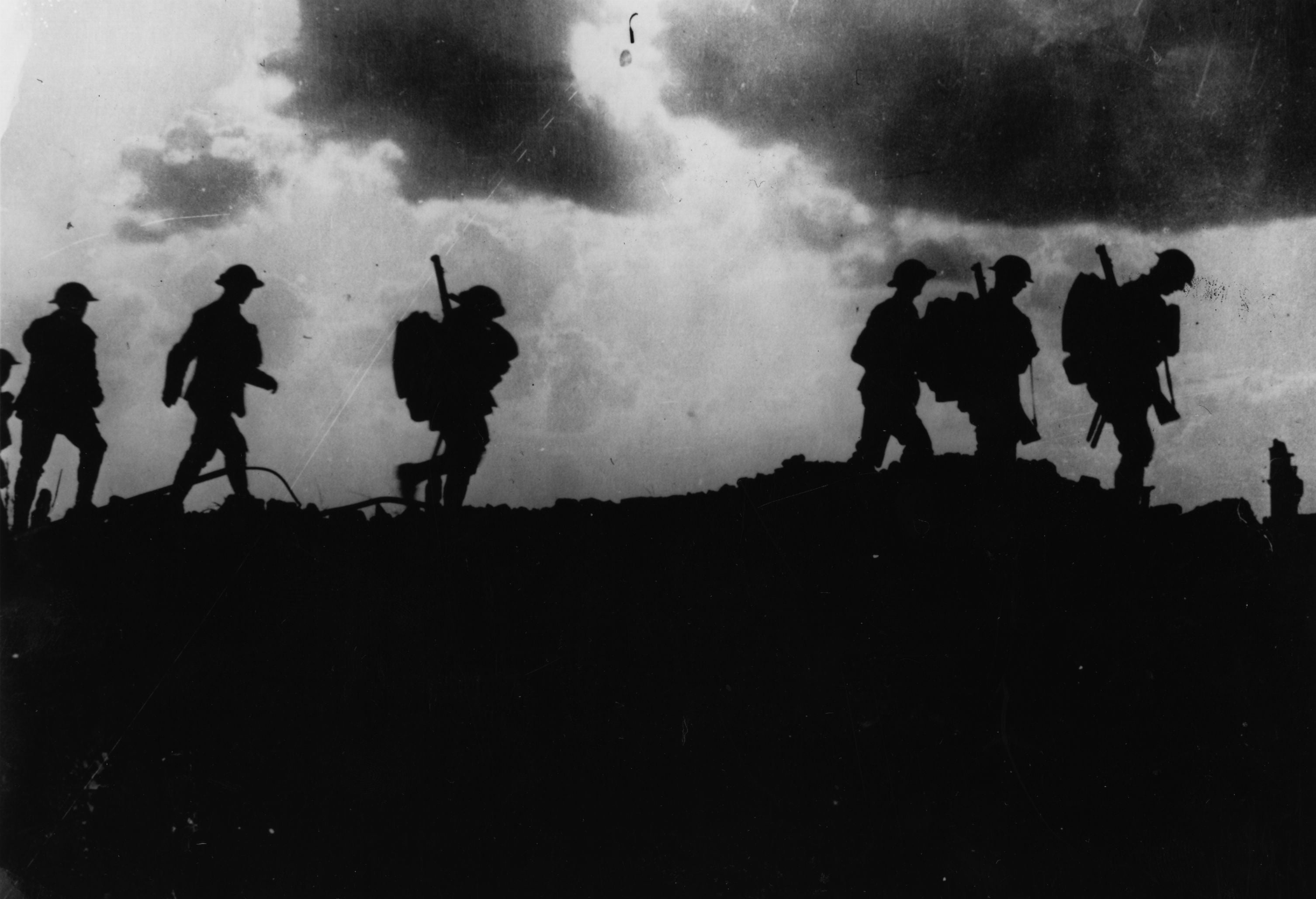 British troops near Ypres pictured moving to the trenches in 1917