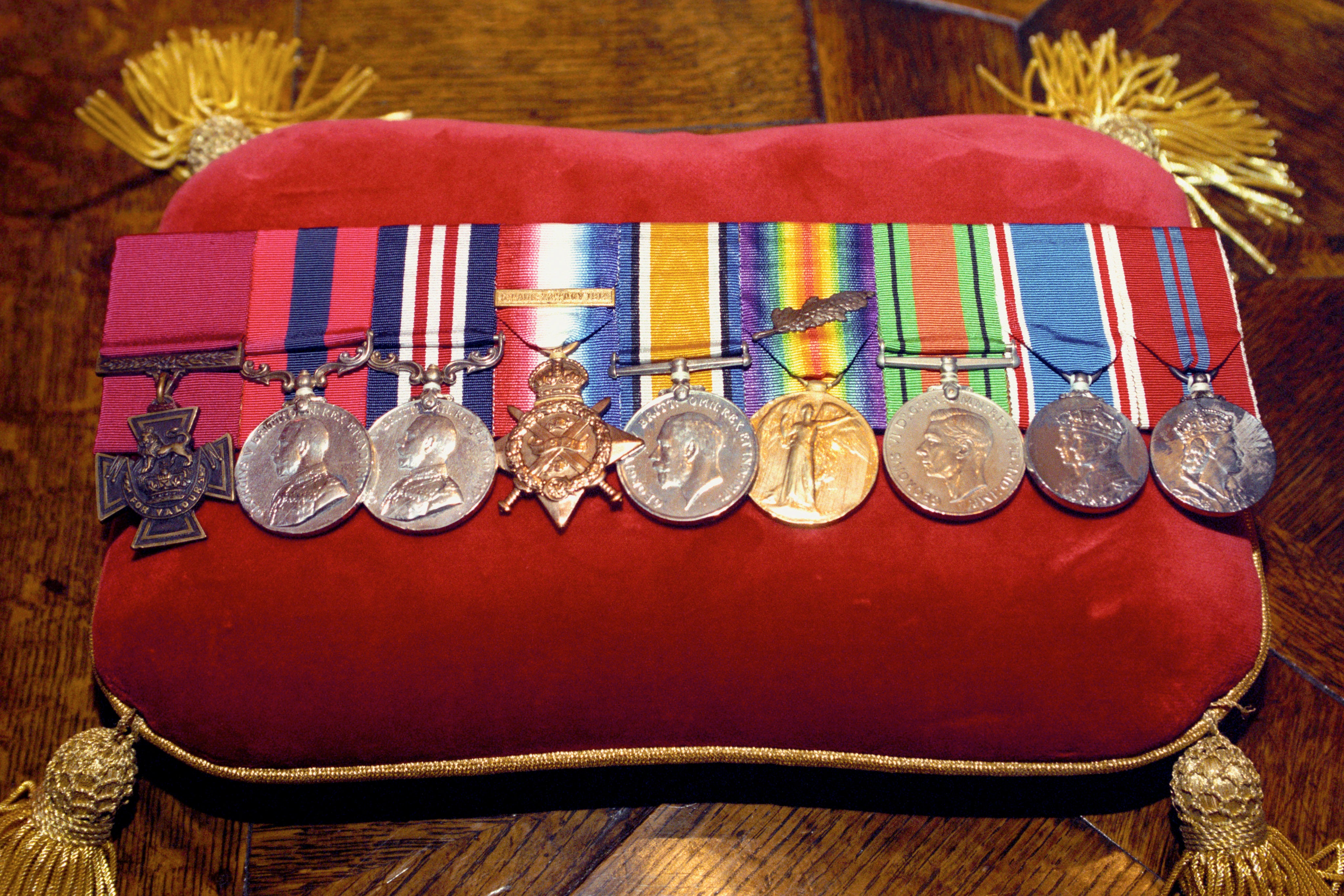 Medals (including a Victoria Cross, left) won by Tandey