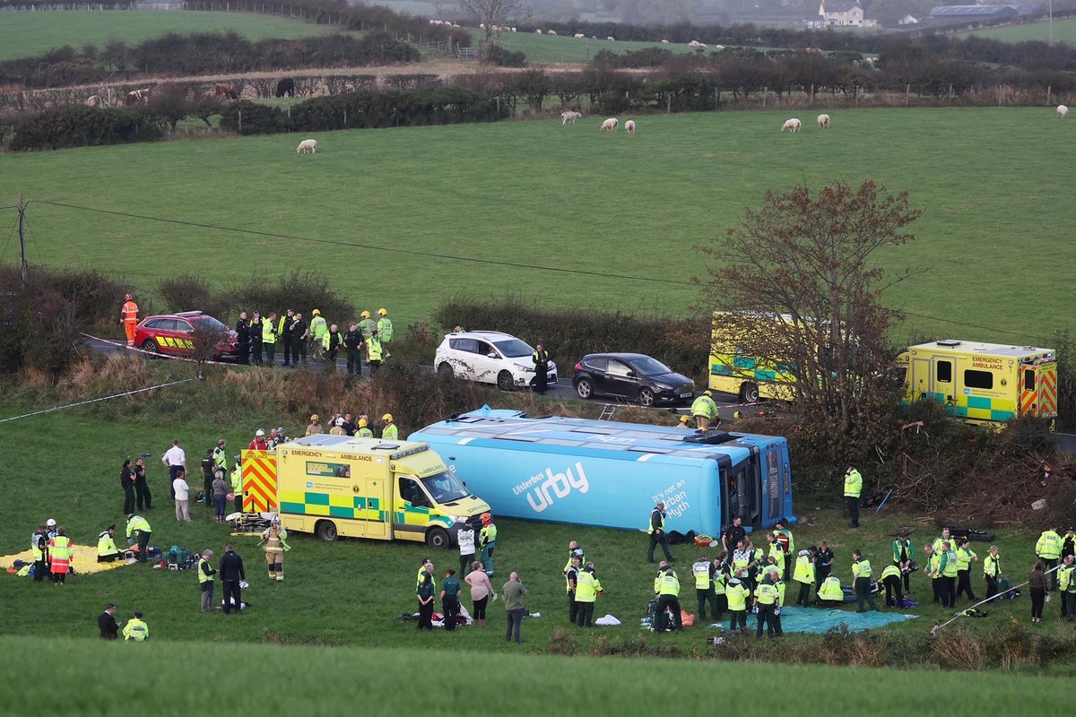 Four in hospital after school bus overturns in Carrowdore carrying 43 ...