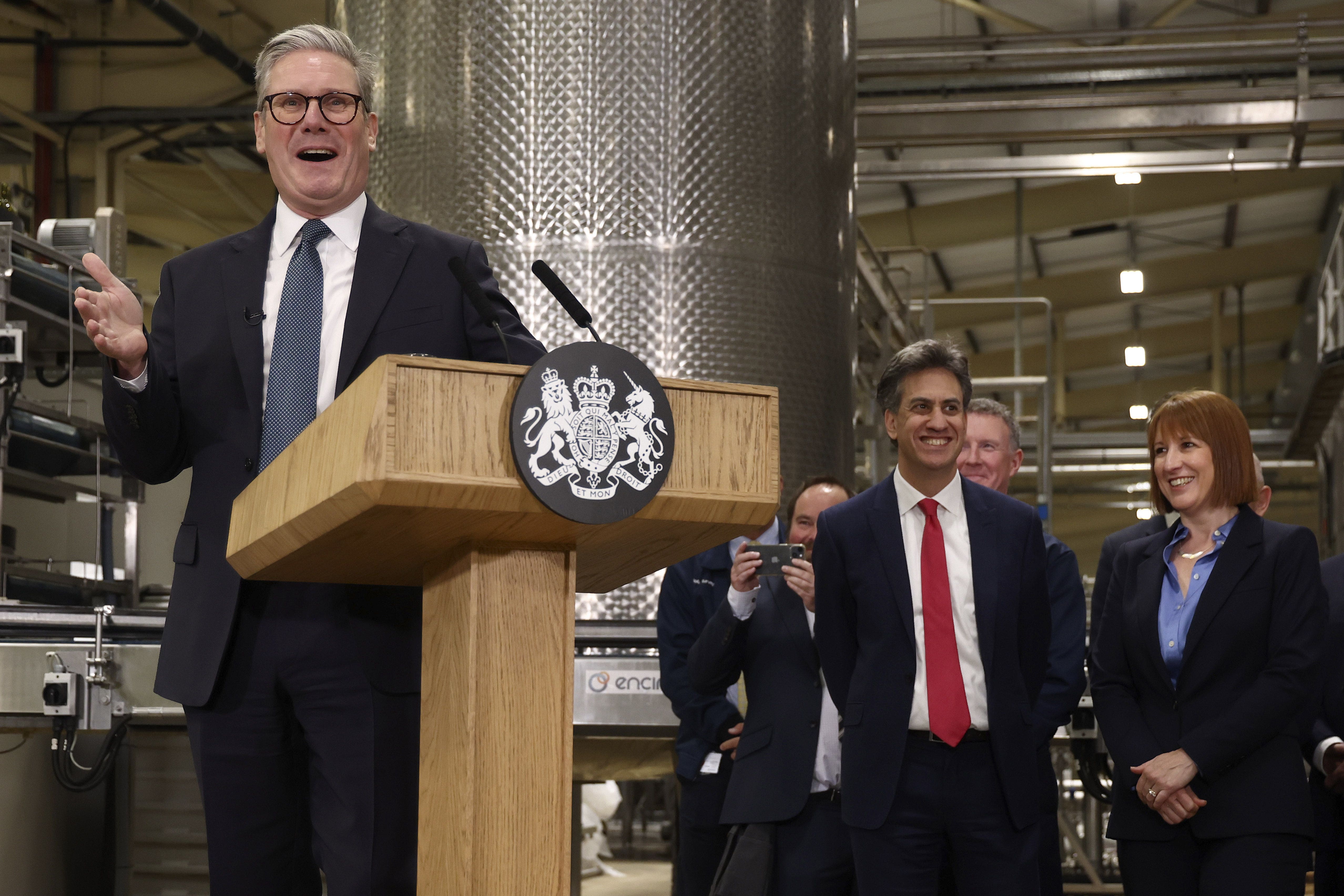 Prime Minister Sir Keir Starmer announcing £22 billion spend on carbon capture and storage projects (Darren Staples/PA)