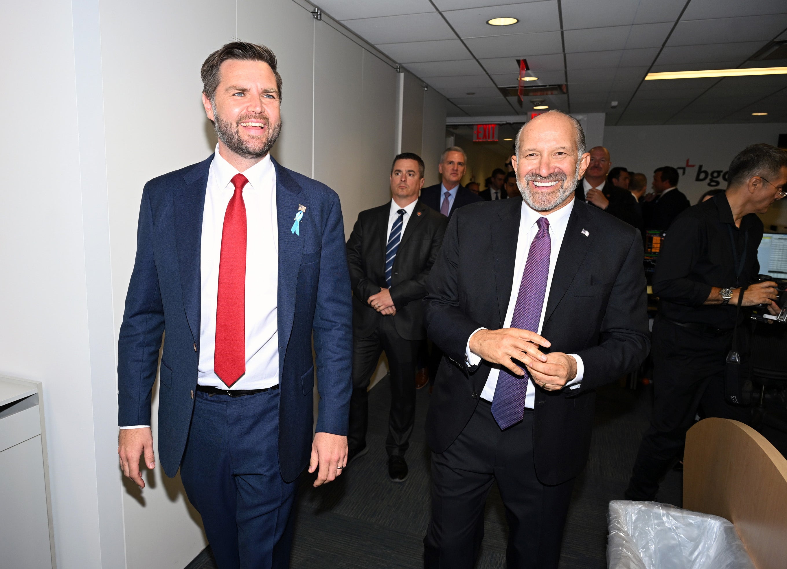 Howard Lutnick, right, with JD Vance. Lutnick chairs Donald Trump’s White House transition team and has near-constant access to the president-elect.