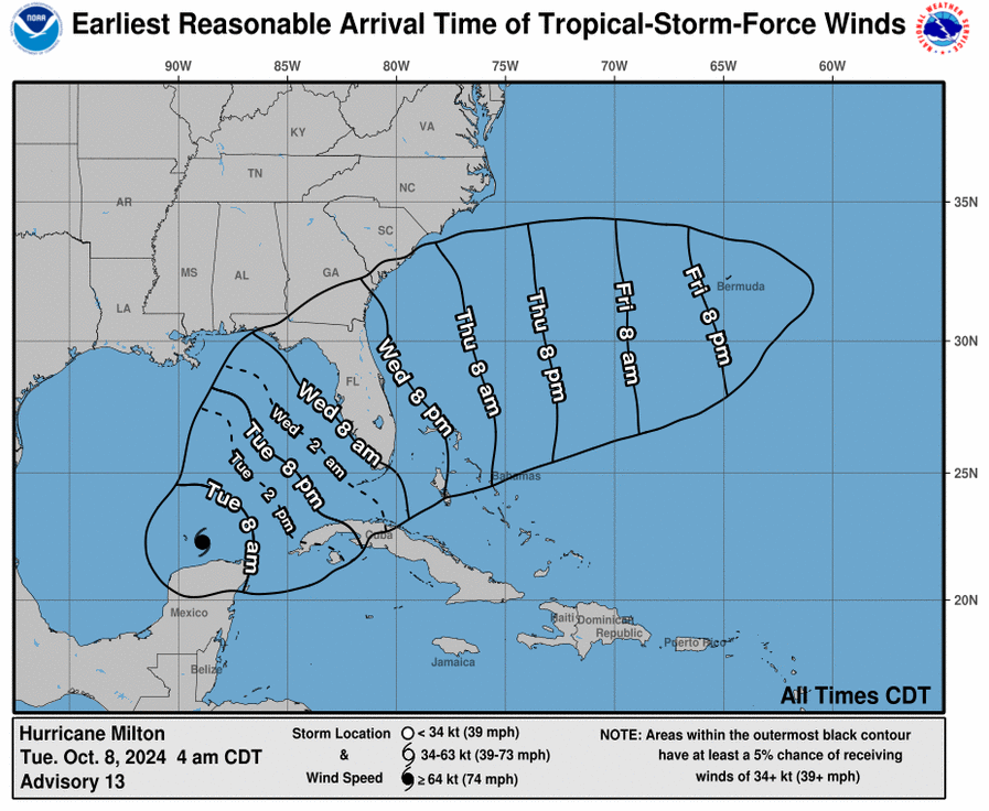 Map shows when hurricanes and tropical storms are expected to hit the Southeast