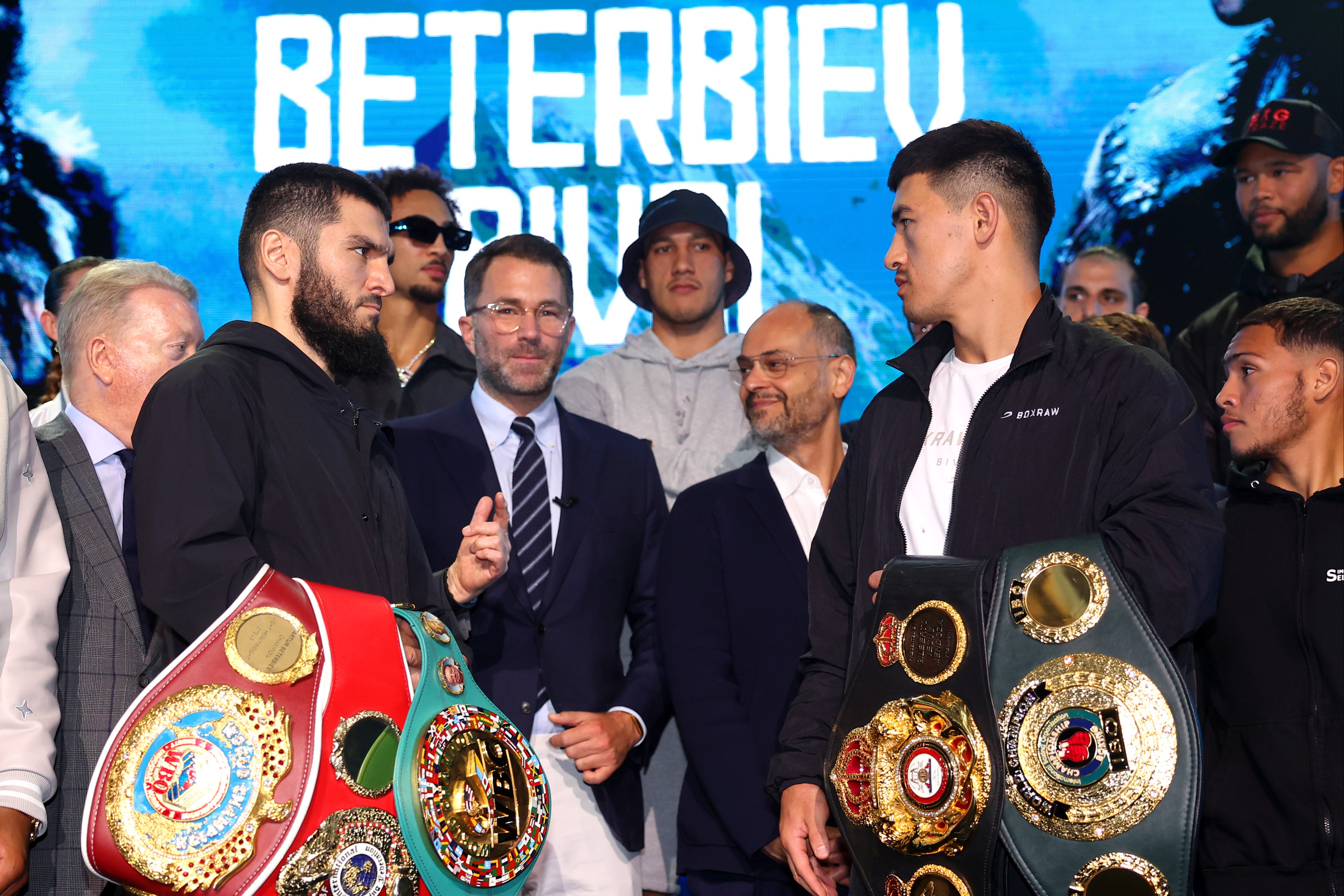 Artur Beterbiev (left) and Dmitry Bivol ahead of their rescheduled bout