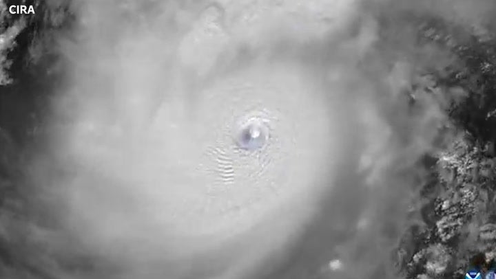 Eye of deadly Hurricane Milton shown in satellite video.