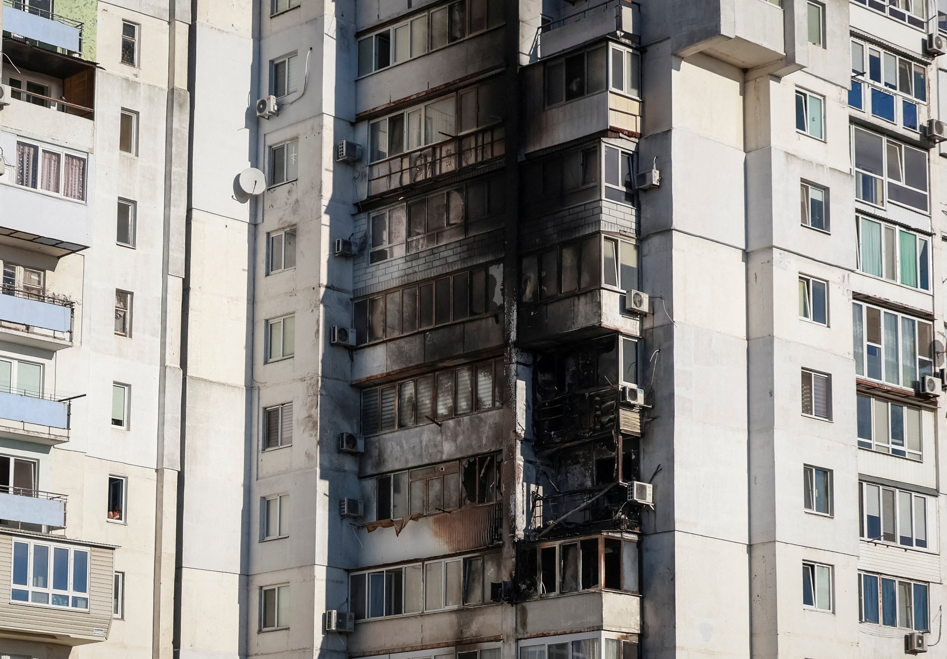 The residential building was struck in a Russian drone attack