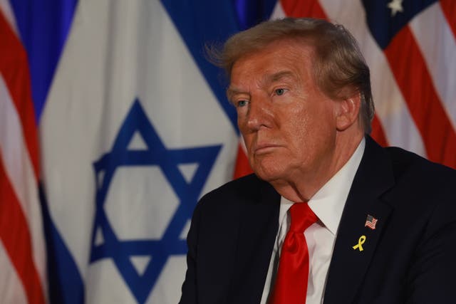 <p>Donald Trump speaks at an October 7 remembrance event in Doral, Florida on Monday. Trump told conservative radio show host Hugh Hewitt that Gaza could be rebuilt ‘better than Monaco'</p>