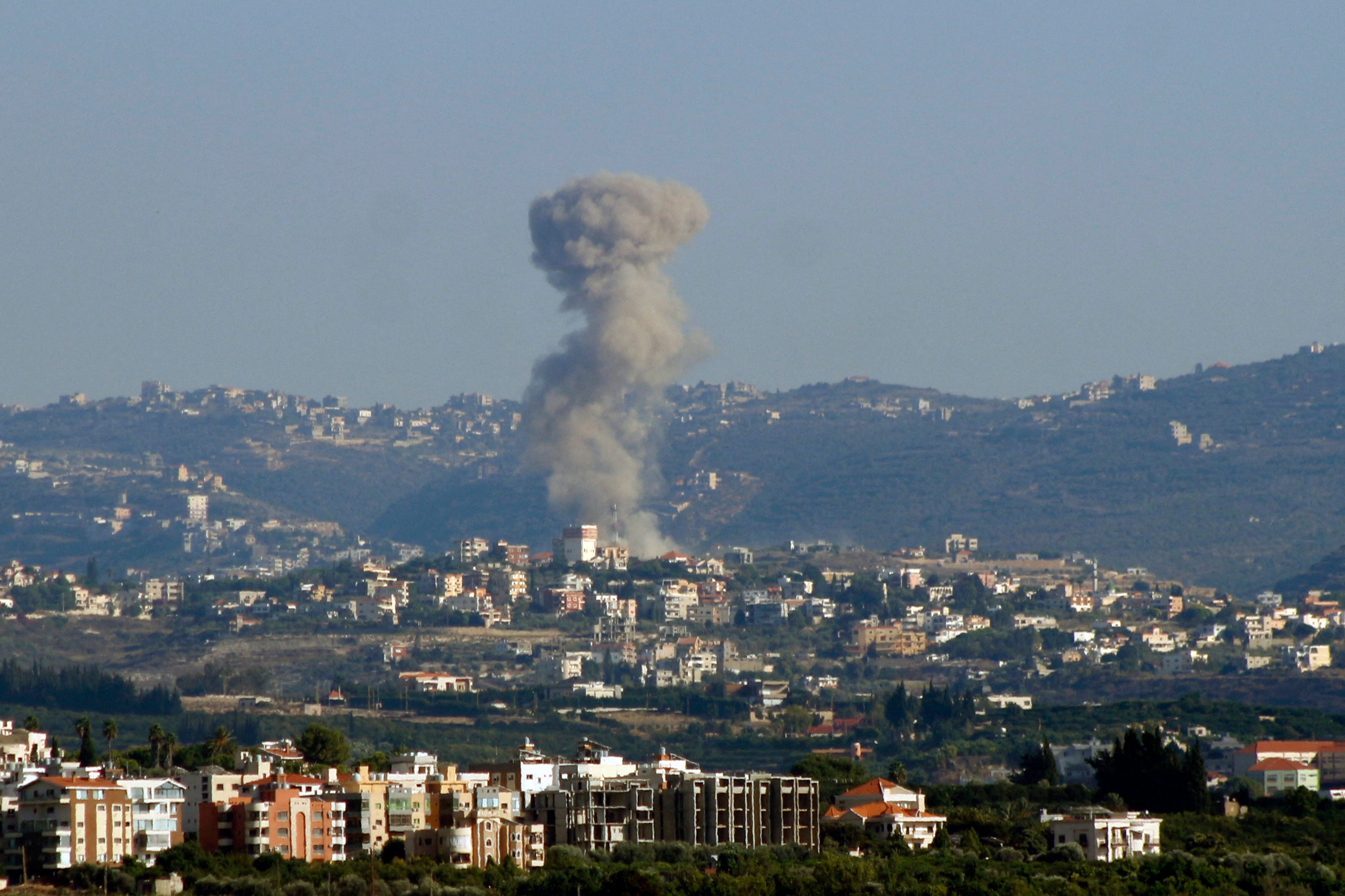 Smoke billows above the ancient city of Tyre, southern Lebanon, following an Israeli airstrike