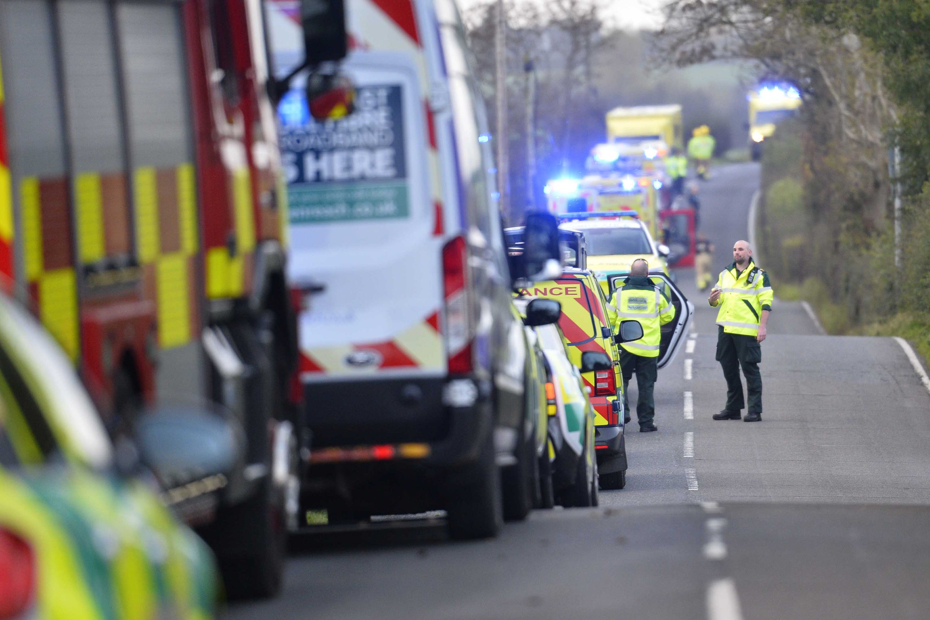 The bus was carrying pupils to Bangor when it crashed and overturned in a field on Monday (Mark Marlow/PA)