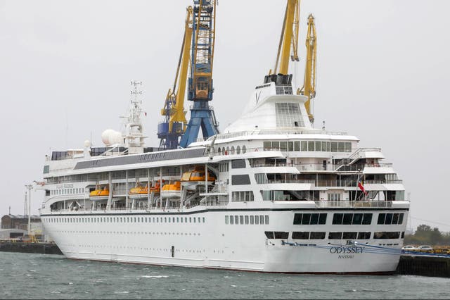 <p>The Villa Vie Odyssey cruise ship set sail on 30 September after four months of delays in Belfast</p>