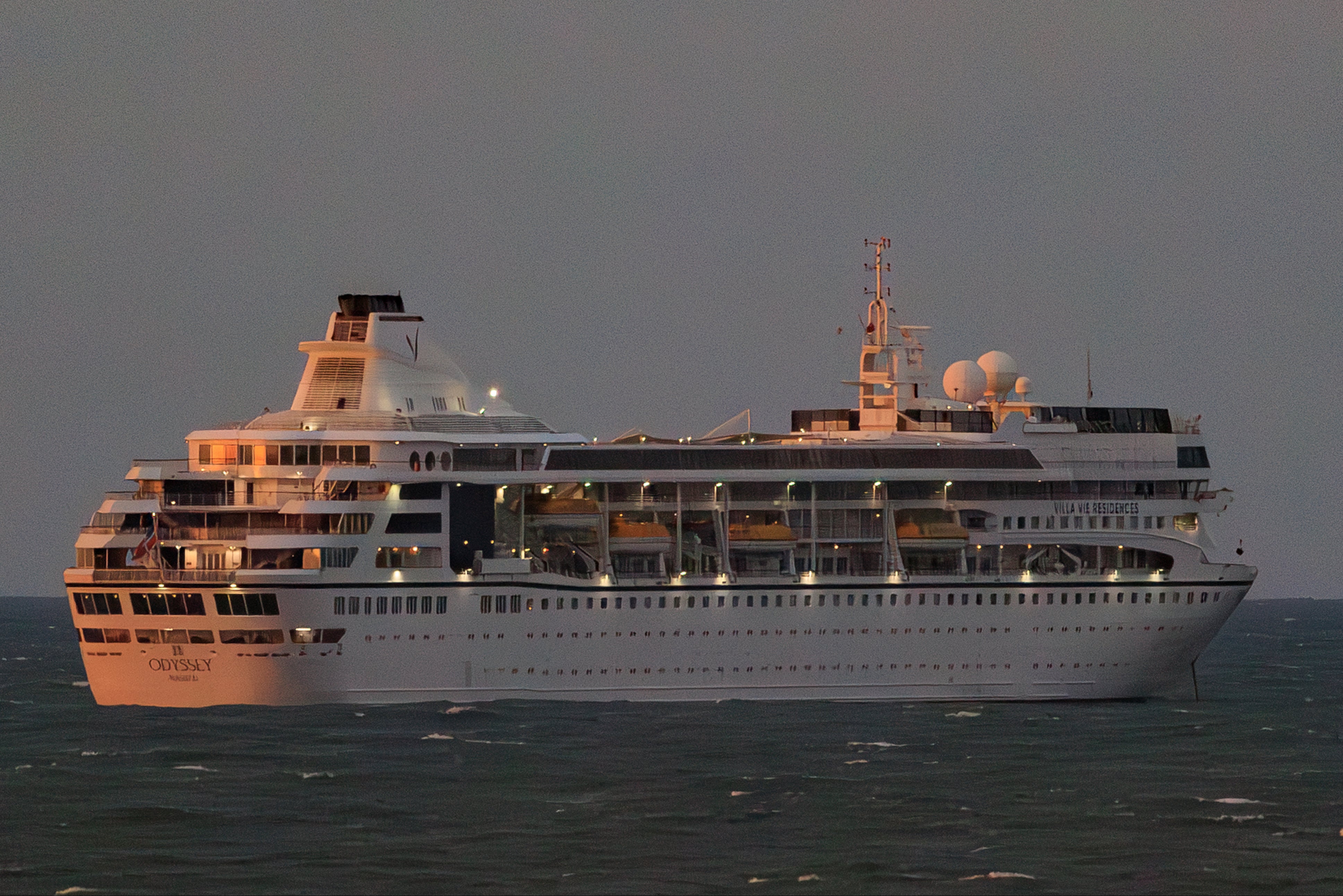 Villa Vie Odyssey cruise ship off the coast on Bangor, Northern Ireland