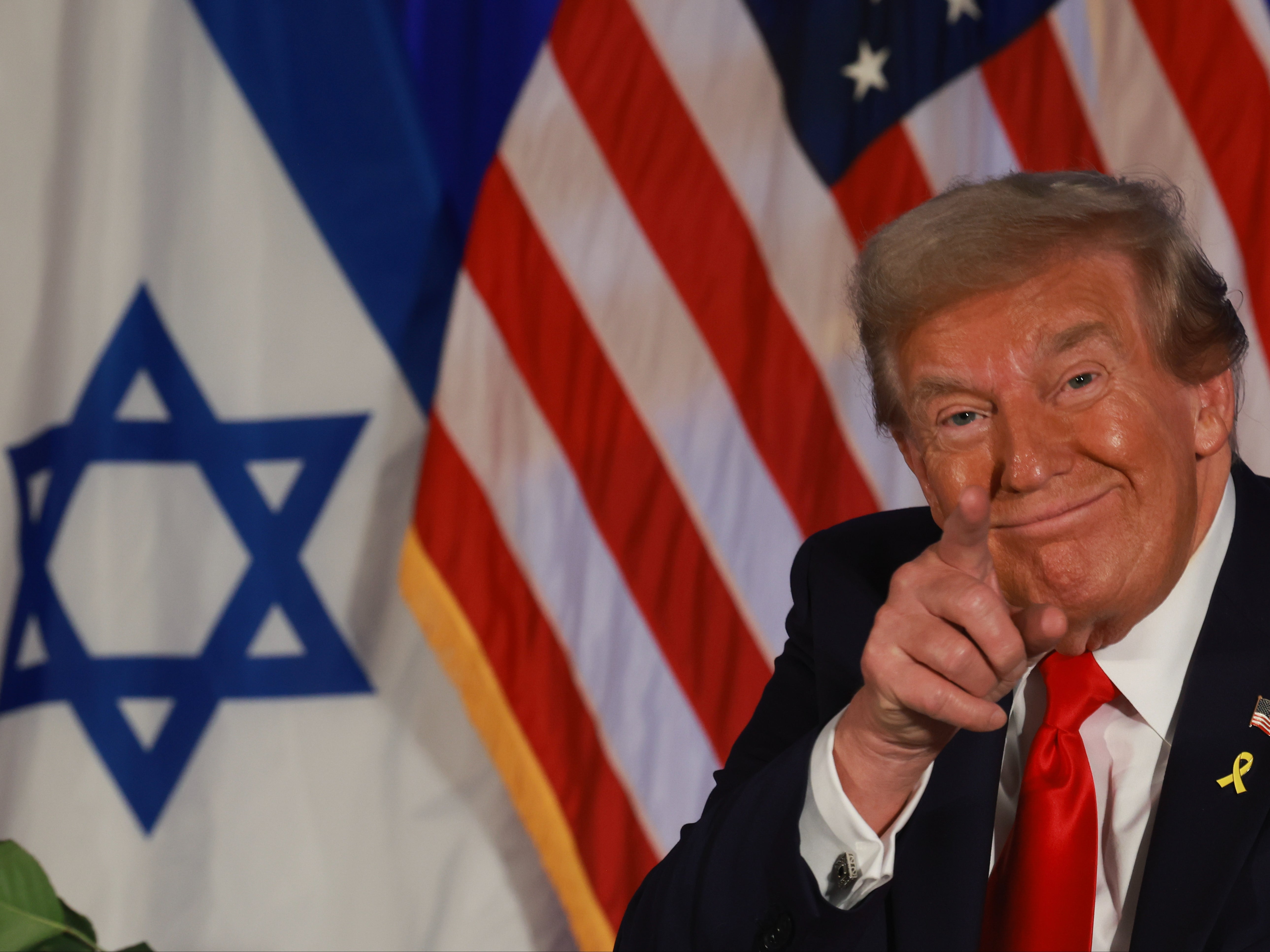 Republican presidential nominee Donald Trump attends an October 7 remembrance event at the Trump National Doral Golf Club in Florida on October 7 2024