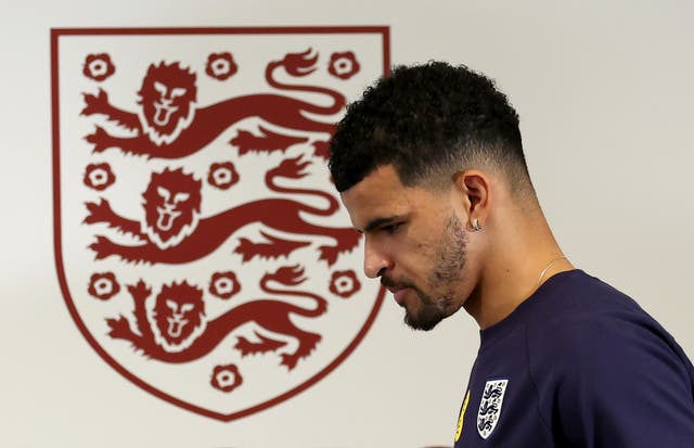 <p>Dominic Solanke at St George’s Park ahead of England’s Nations League match with Greece</p>