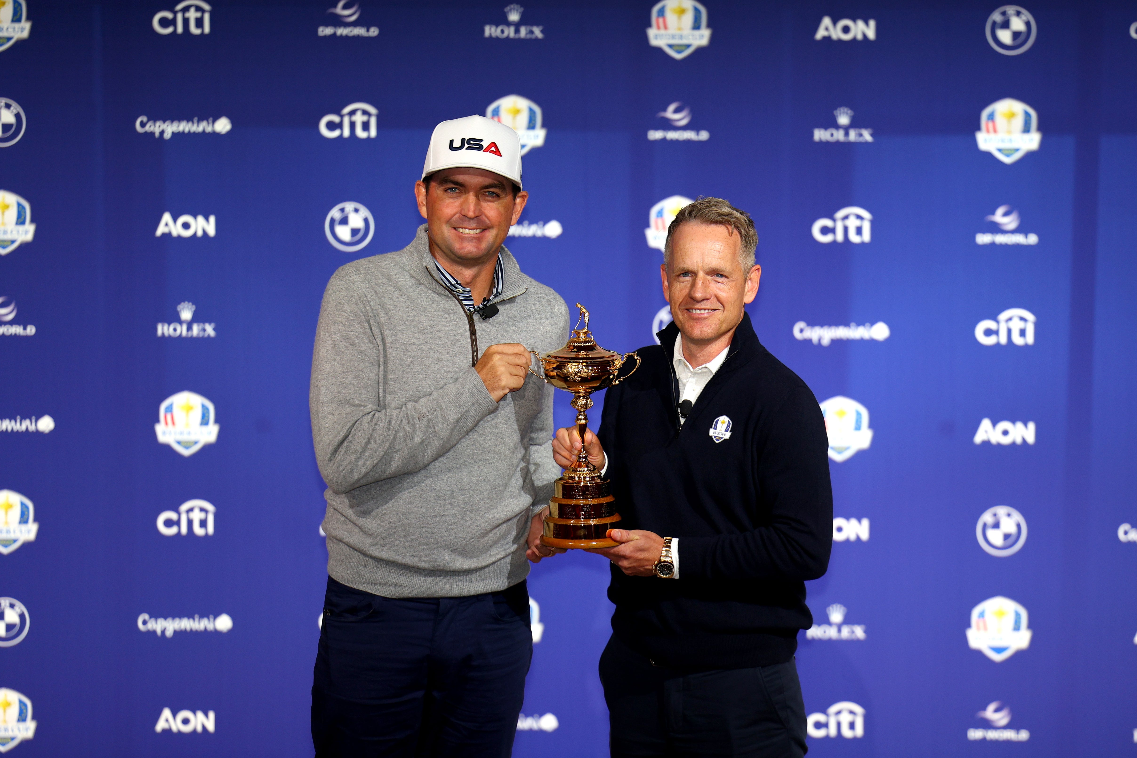 Keegan Bradley (left) and Luke Donald would have no problem selecting LIV Golf players at Bethpage Black