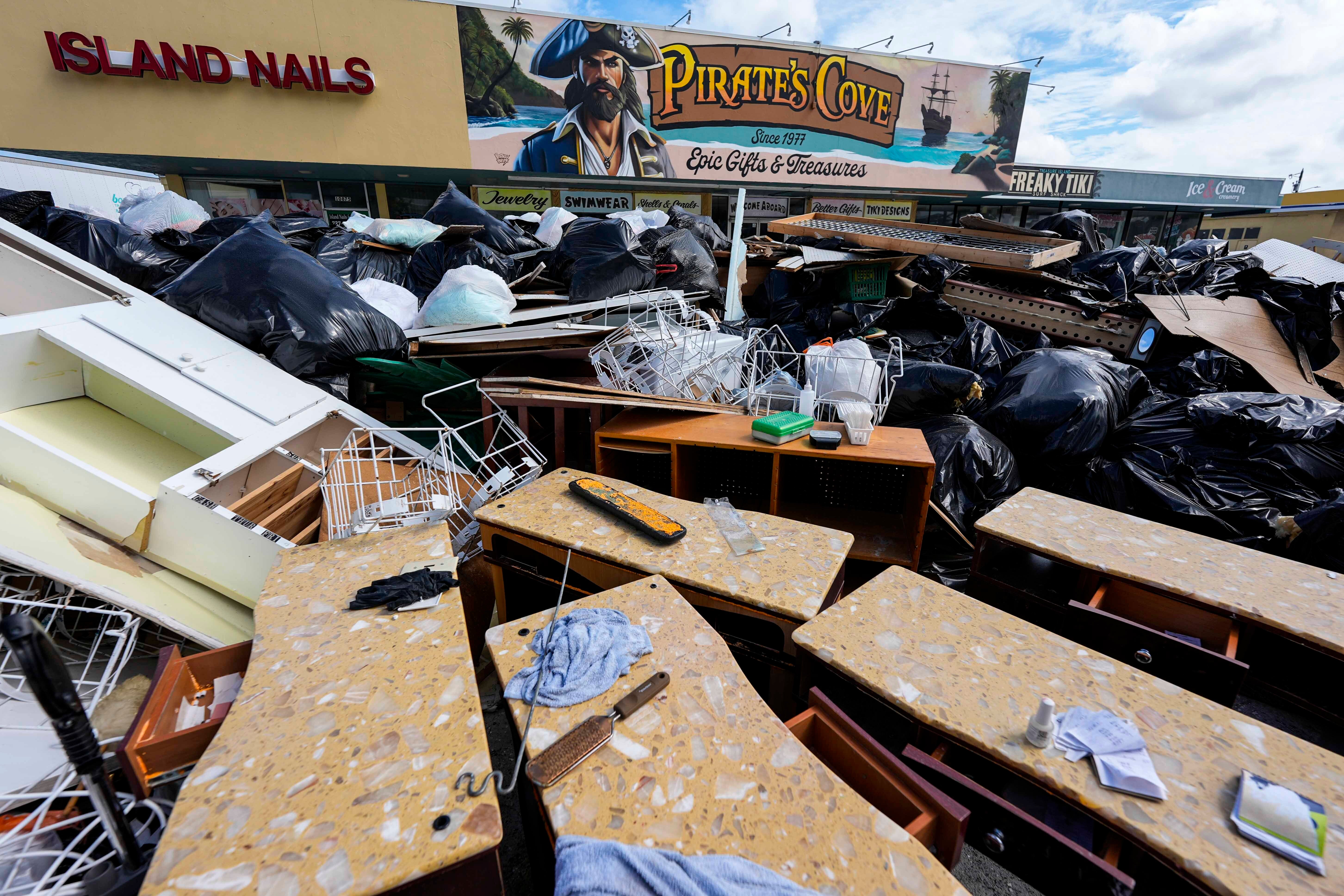 A closed business is seen after Hurricane Helene ahead of Hurricane Milton's arrival