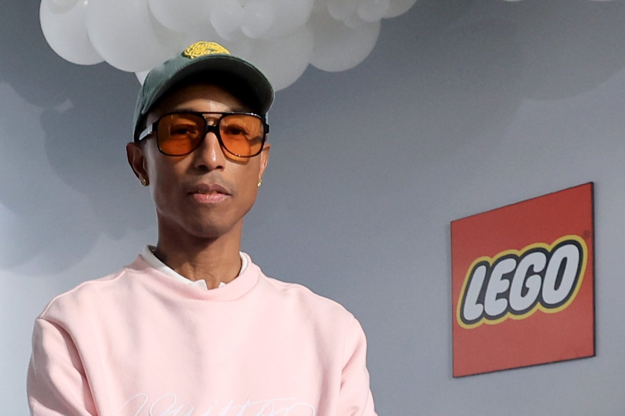 Pharrell Williams attending the LEGO x Pharrell Williams Immersive Experience in Los Angeles on October 4, 2024