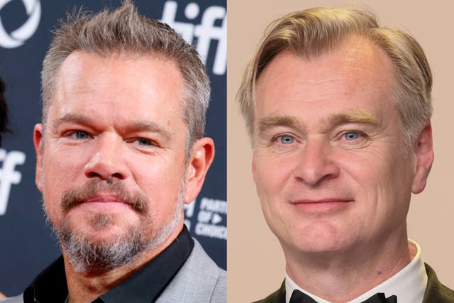 <p>Matt Damon and Christopher Nolan</p>