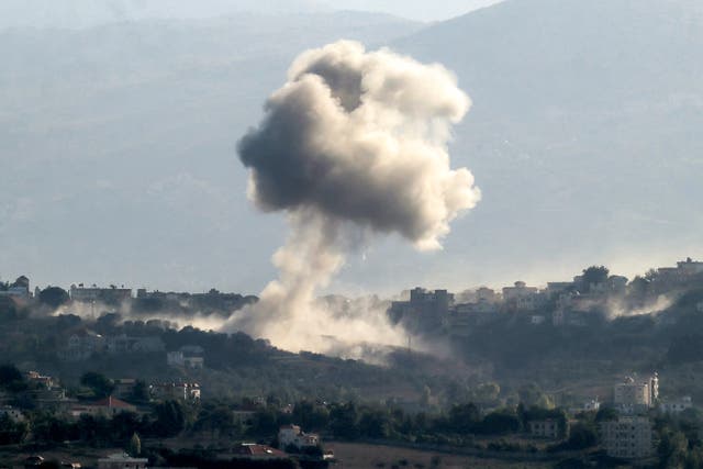 <p>Smoke rises from the site of an Israeli air strike that targeted southern Lebanon </p>