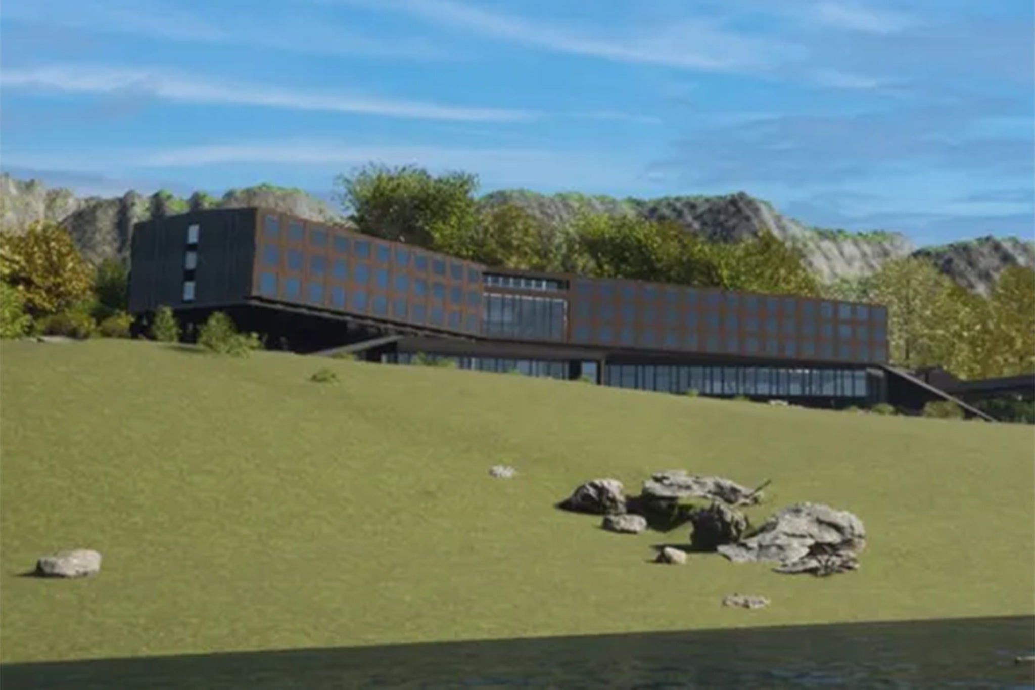 A rendering of the planned hotel in Puerto Williams, Chile