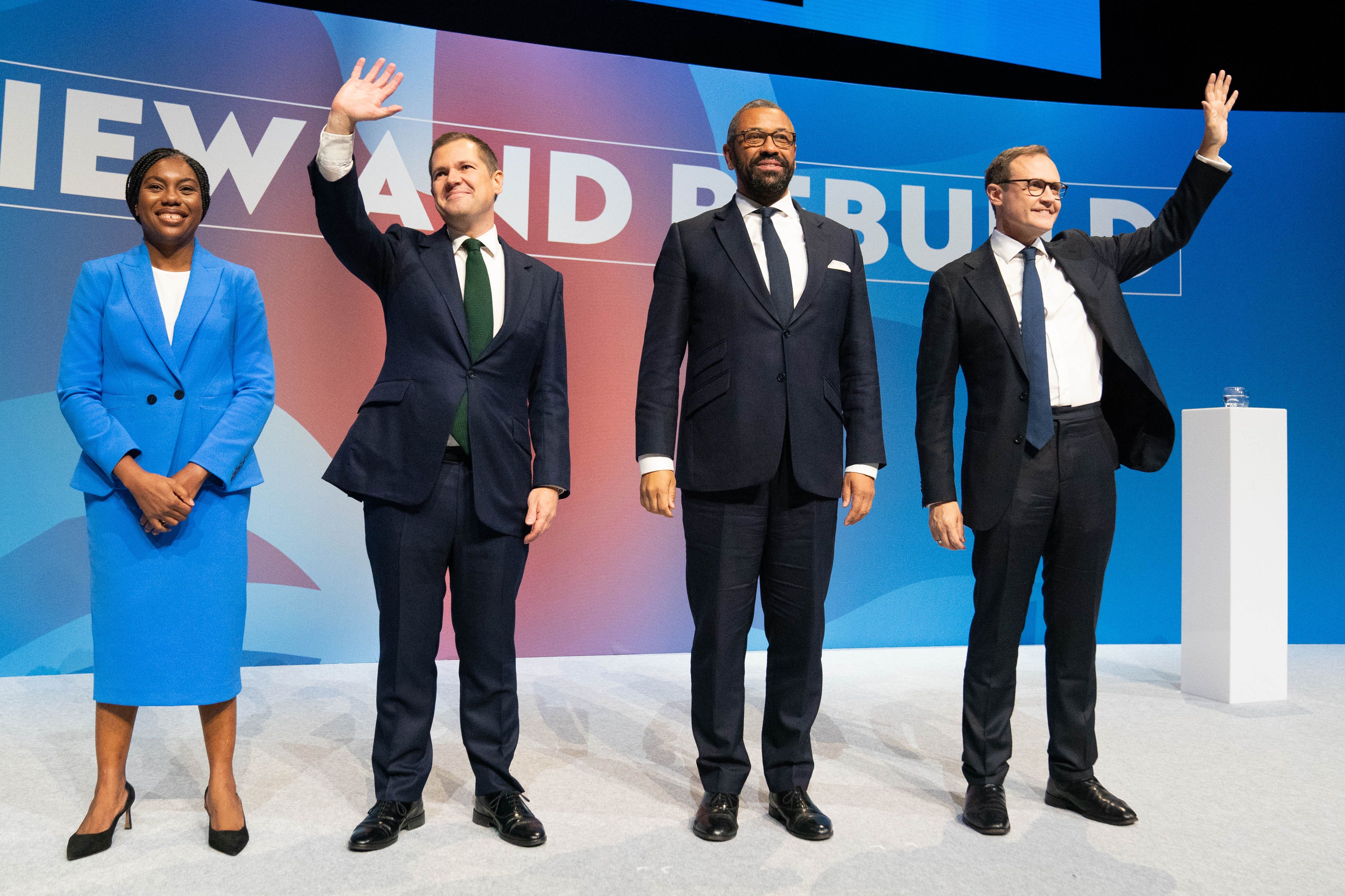 From left to right: Tory MPs chose the two right-wing alternatives from Kemi Badenoch, Robert Jenrick, James Cleverly and Tom Tugendhat