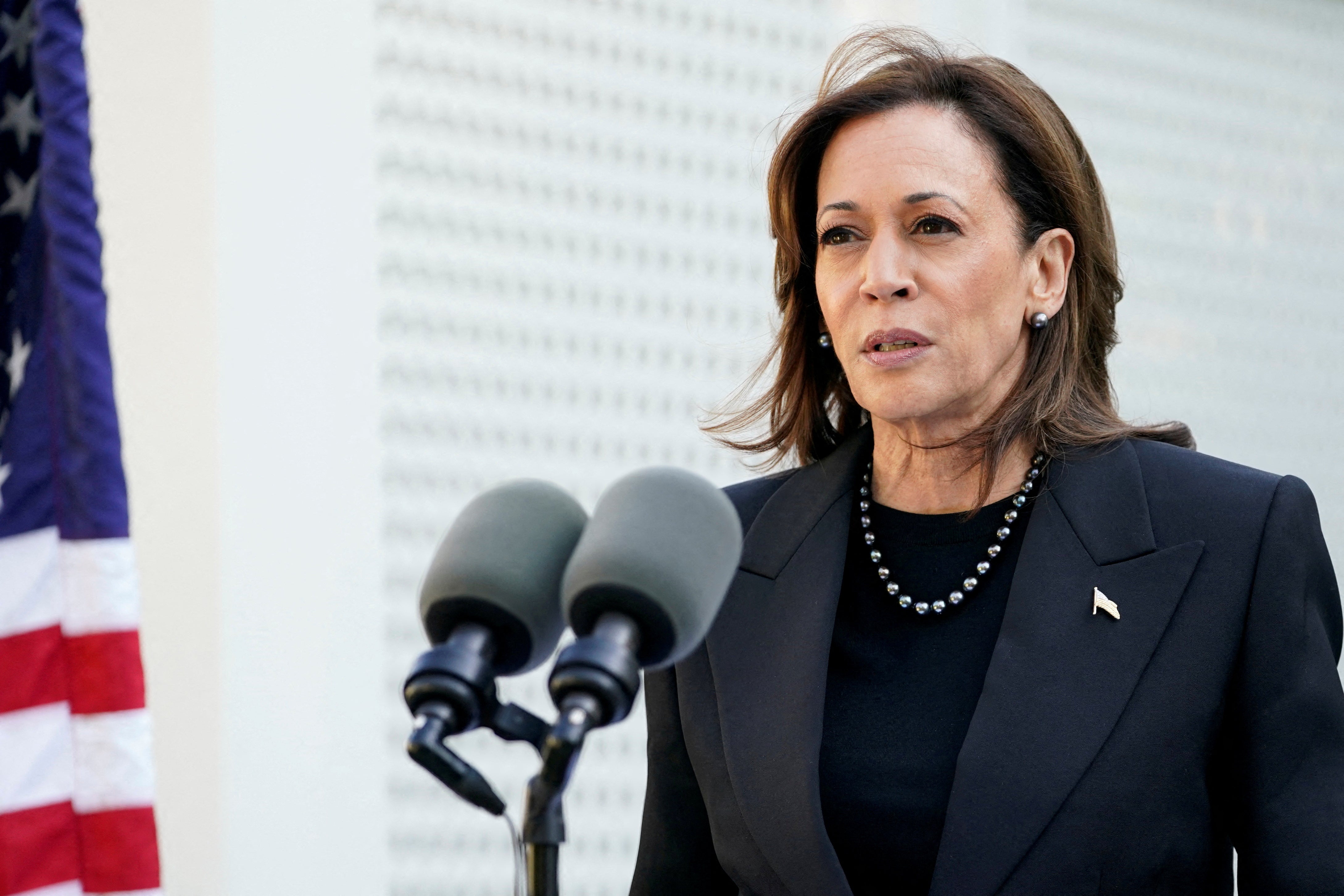 Vice President Kamala Harris speaks at the US Vice President's Residence at the US Naval Observatory in Washington, USA on October 7, 2024. It is not yet clear whether her recent media campaign had an impact on the polls