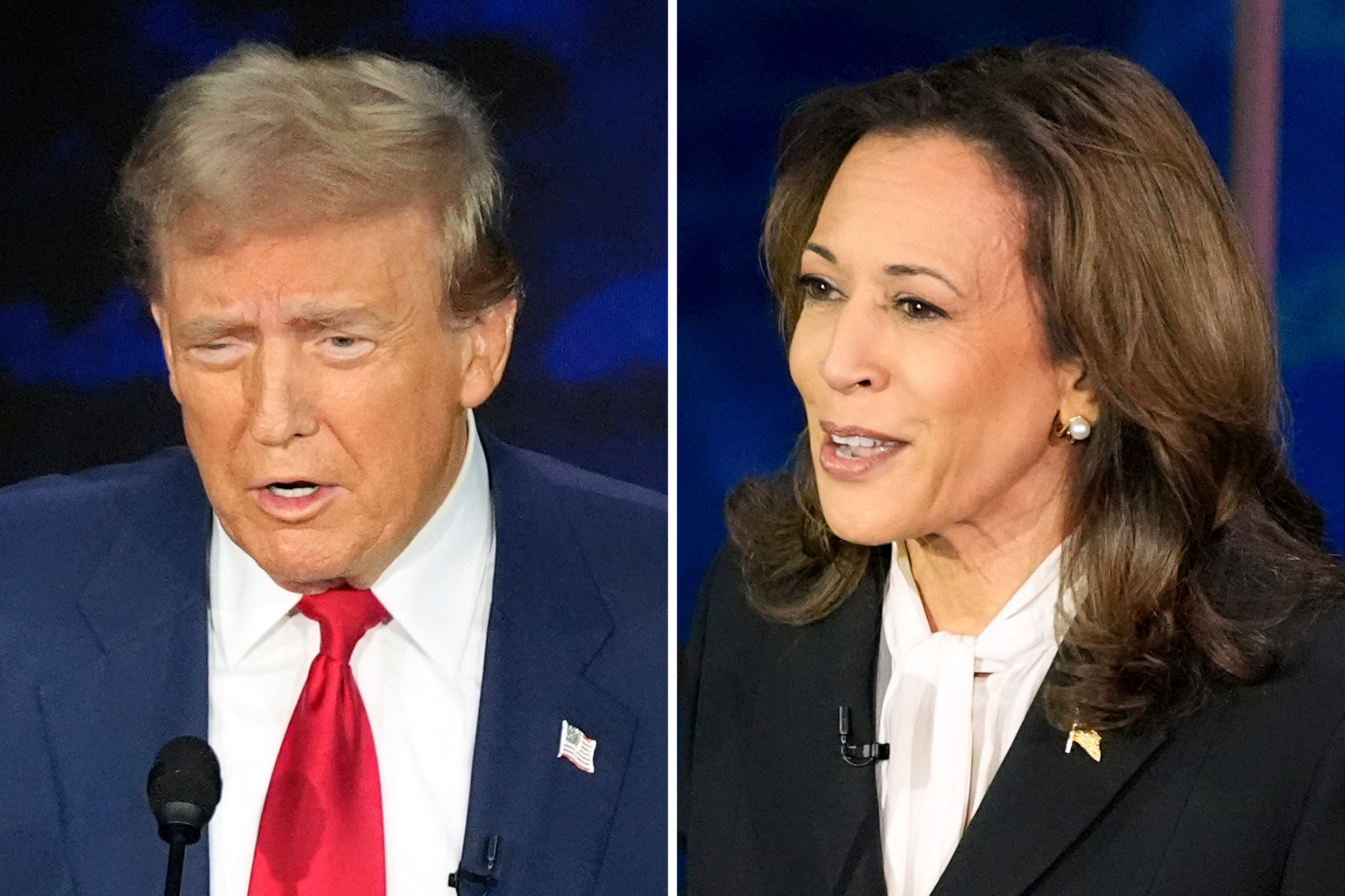 Donald Trump and Kamala Harris on the ABC debate stage in Philadelphia, Pennsylvania, on September 10