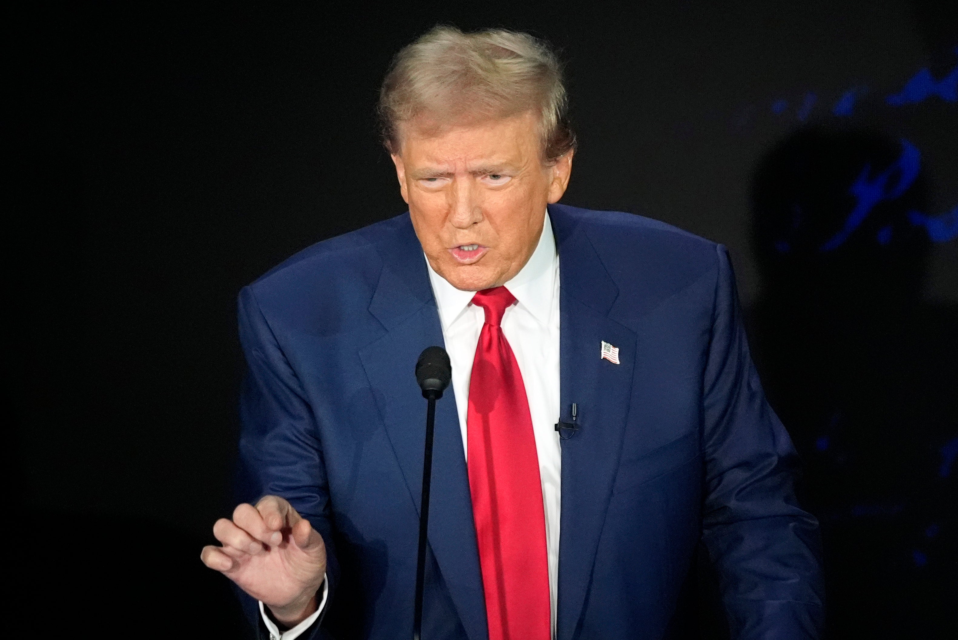 Donald Trump speaks during an ABC News presidential debate with Democratic presidential nominee Vice President Kamala Harris at the National Constitution Center, Tuesday, Sept.10, 2024, in Philadelphia. His family business is reportedly interested in opening hotels in Israel