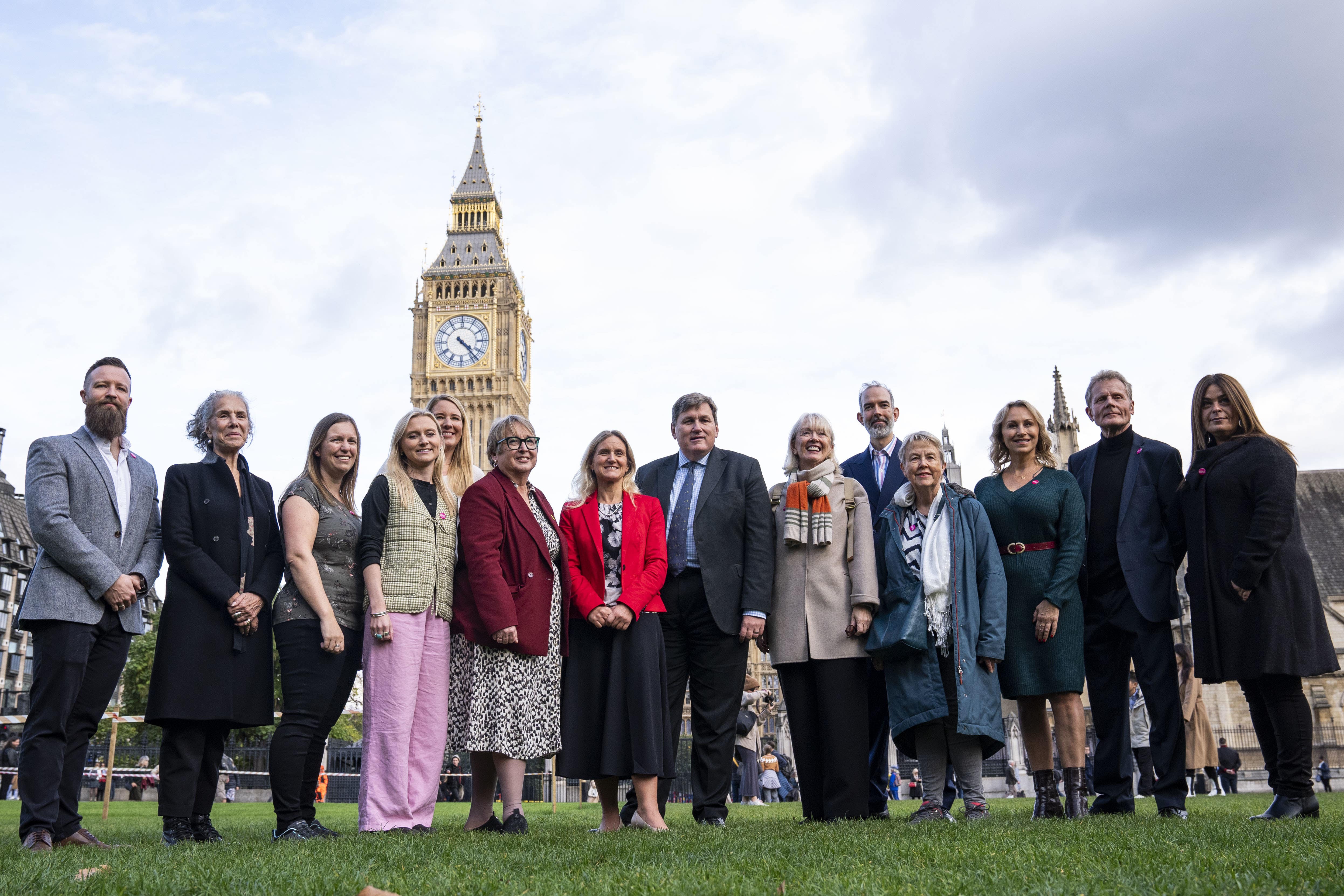 Labour MP Kim Leadbeater (centre) joined campaigners for assisted dying outside Parliament on Wednesday (Ben Whitley/PA)