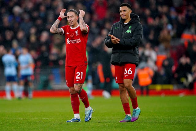 Kostas Tsimikas backed his Liverpool team-mate Trent Alexander-Arnold to perform after being restored to right-back for England (Peter Byrne/PA)