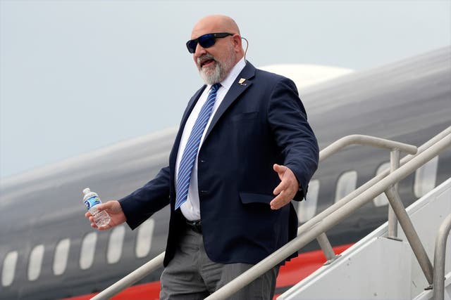 <p>Chris LaCivita arrives in Augusta, Georgia as part of Donald Trump’s entourage on Friday. LaCivita claimed Fox News was running ‘propaganda’ when they aired an update on Hurricane Milton from federal officials on Wednesday</p>