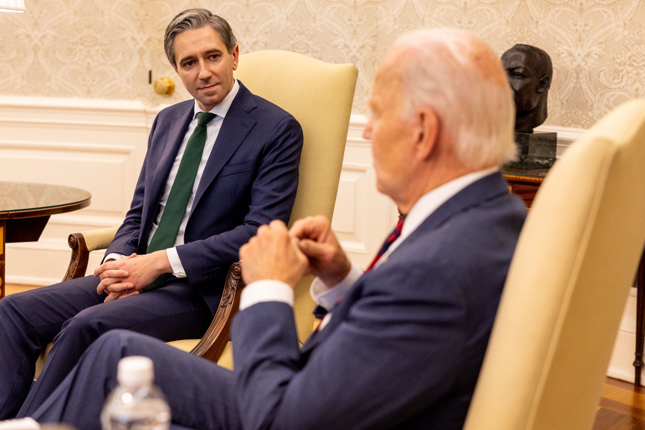 Taoiseach Simon Harris during a bilateral meeting with US President Joe Biden (Irish Embassy in Washington/Tasos Katopodis)