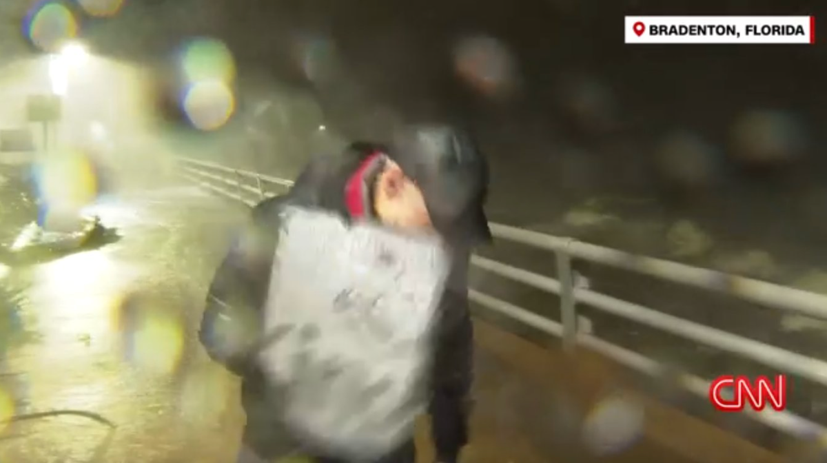 Anderson Cooper Hit During Hurricane Milton Coverage