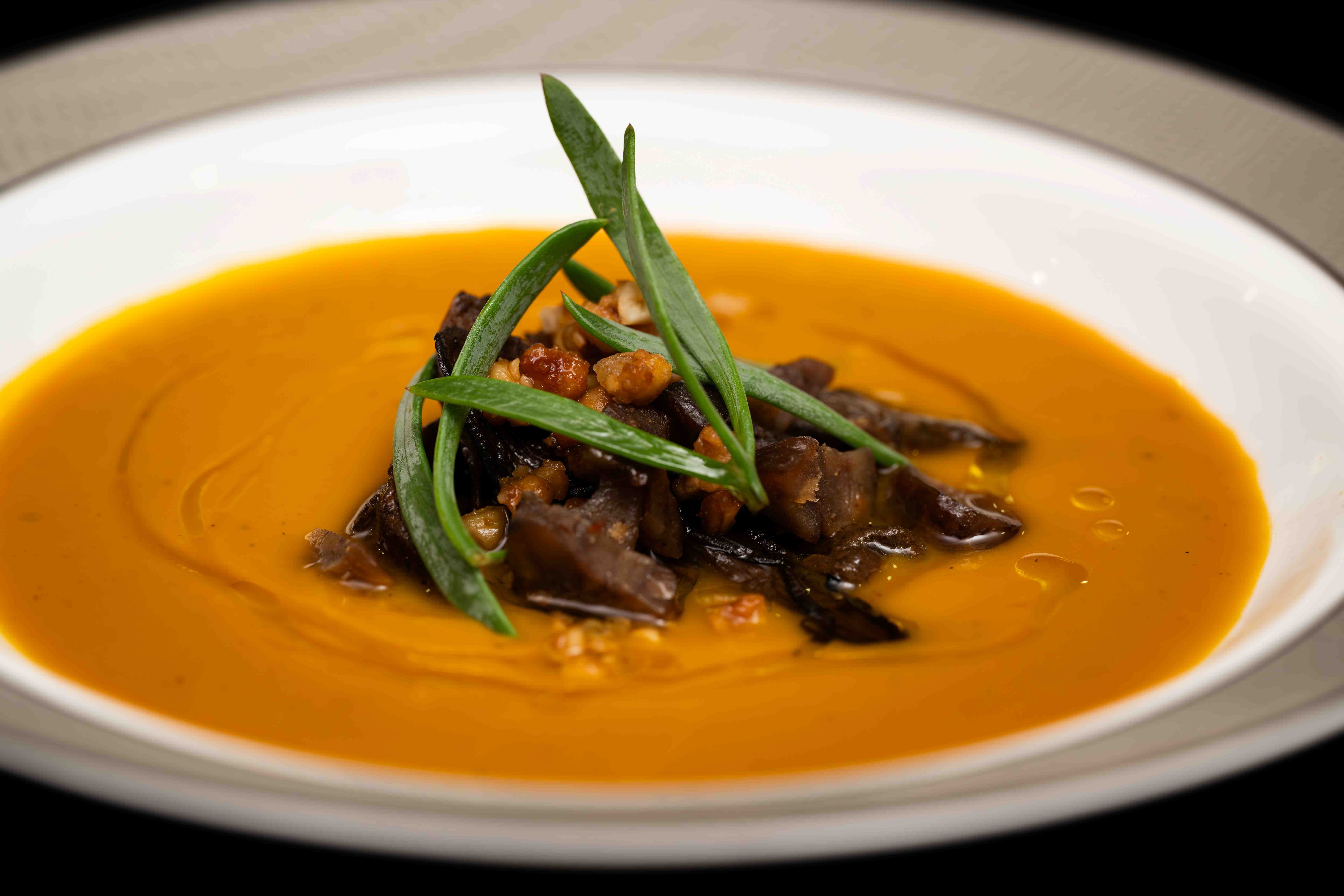 The seasonal menu includes an autumn squash soup (Singapore Airlines/PA)