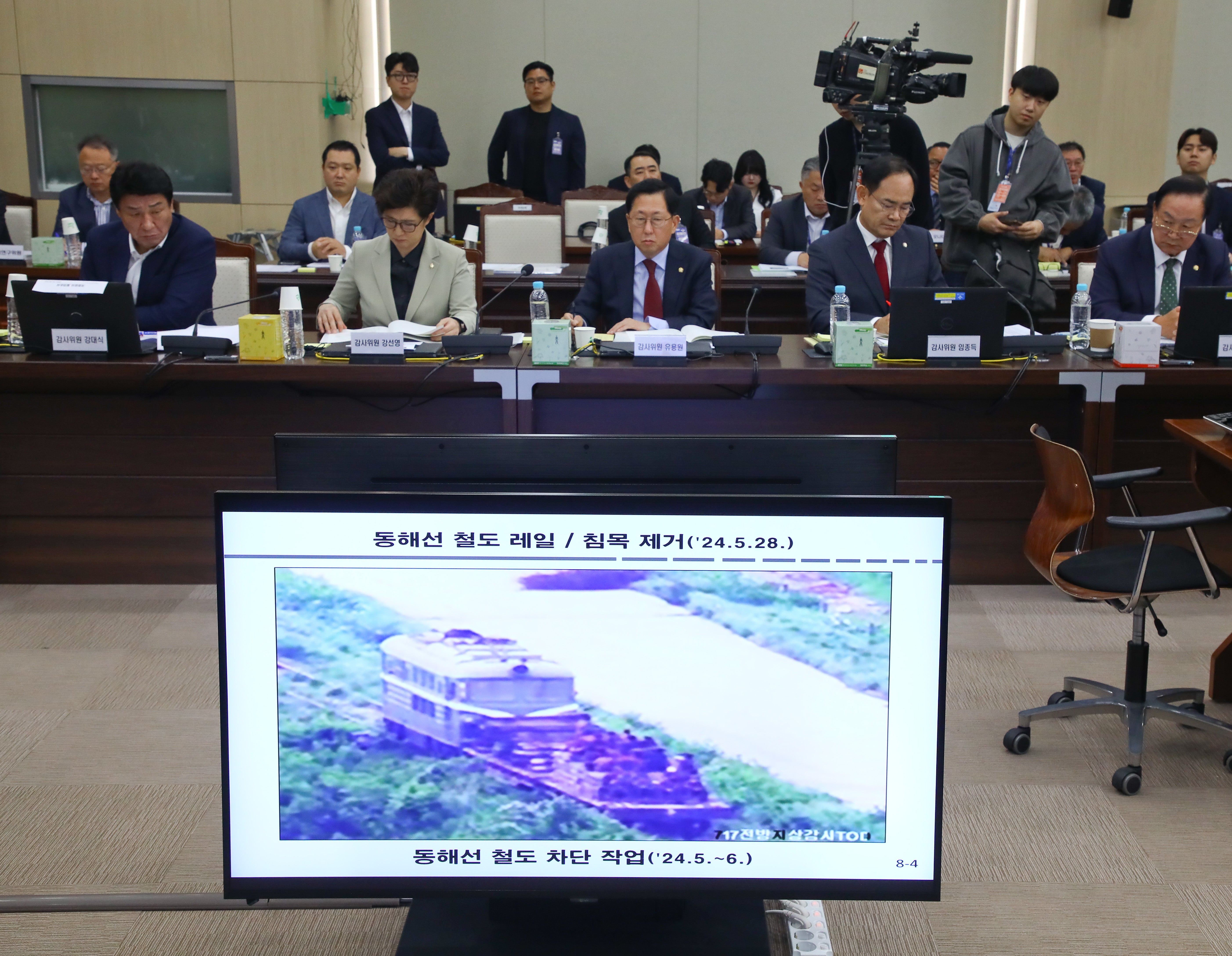 Photo shows North Korean soldiers working to block a railroad to the South along the east coast