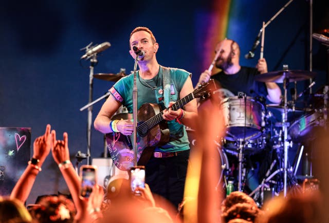 <p>Chris Martin of Coldplay performs in New York on 7 October 2024</p>