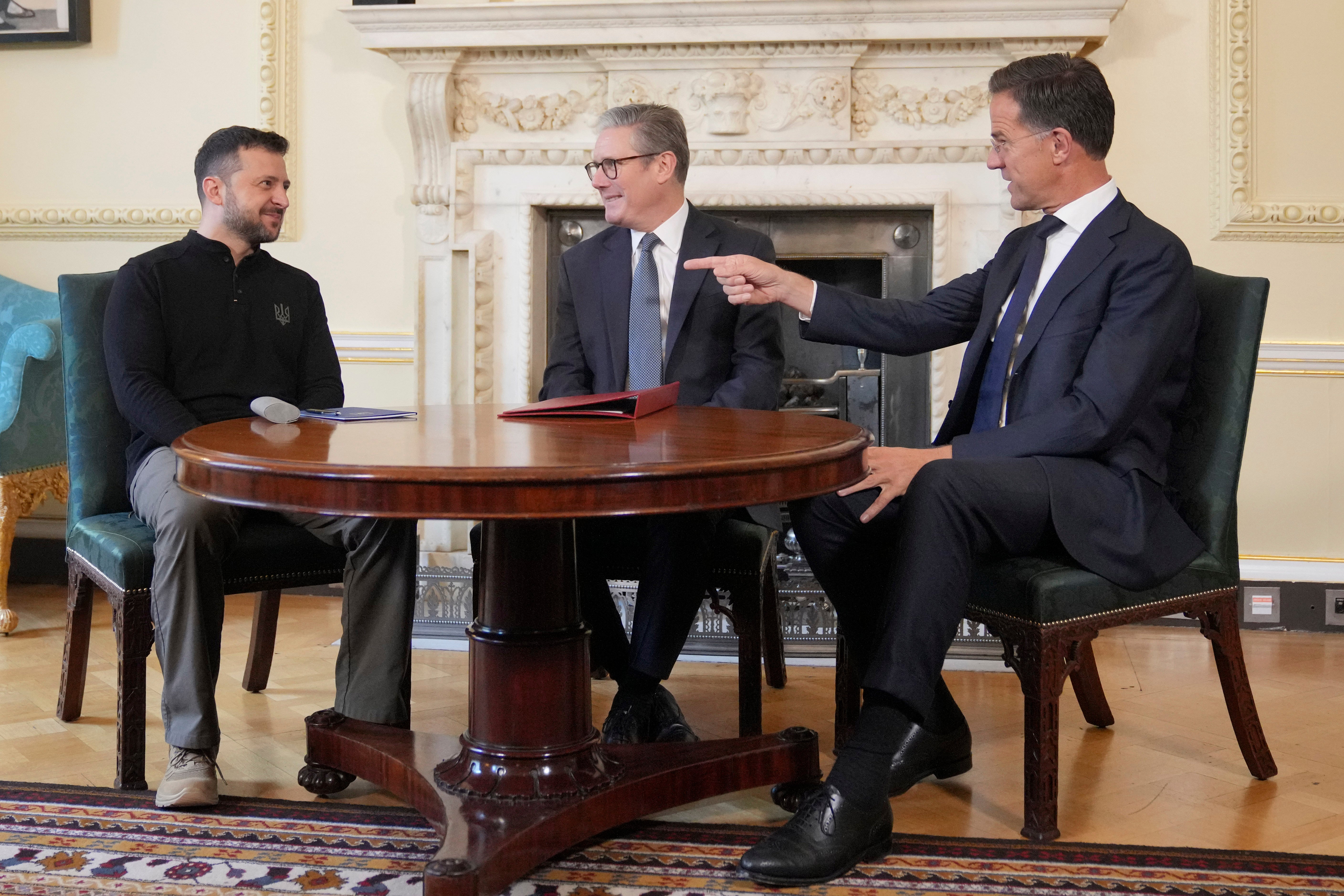 Keir Starmer, NATO Secretary General Mark Rutte, and Ukrainian President Volodymyr Zelenskyy