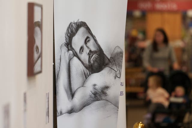 <p>A quirky artwork of Wrexham co-owner Rob McElhenney artwork is displayed in the 'Ty Pawb' food hall and art gallery in Wrexham, Wales, Monday, October. 7, 2024</p>