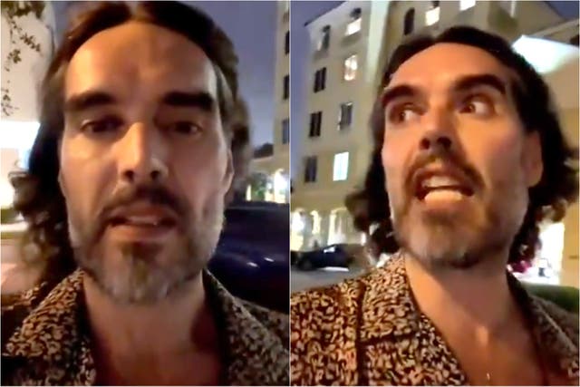 <p>Russell Brand in Miami and said he found God during Hurricane Milton - despite the hardest hit areas being 200 miles away </p>