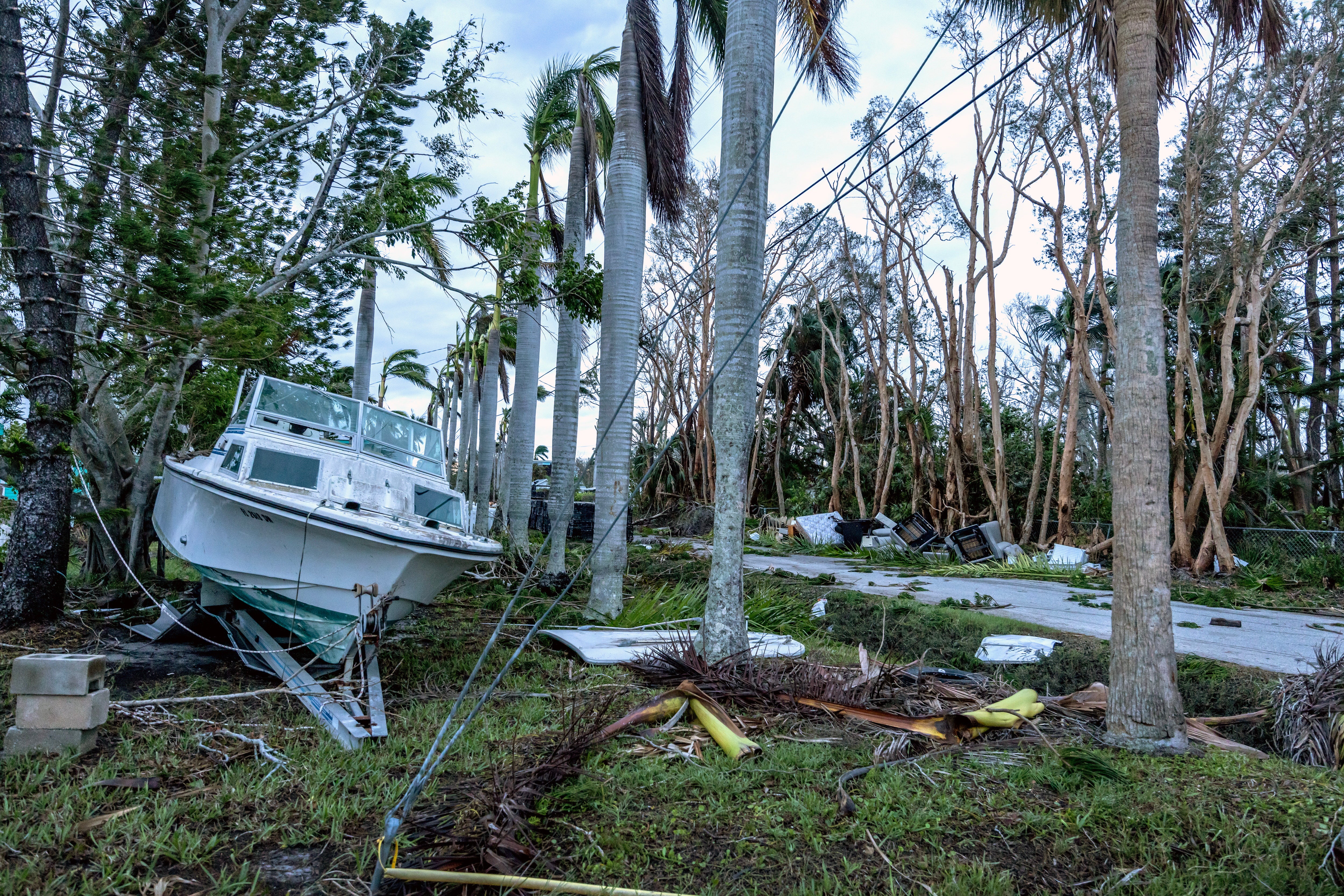 Milton brought with it winds of up to 120 miles per hour. A boat was swept into this group of trees after the hurricane made landfall. Numerous reports show the extent of the damage and rescue crews were out Thursday morning trying to help