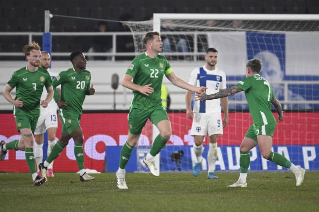 Ireland’s Liam Scales draw his side level in Finland (Antti Aimo-Koivisto/Lehtikuva via AP)
