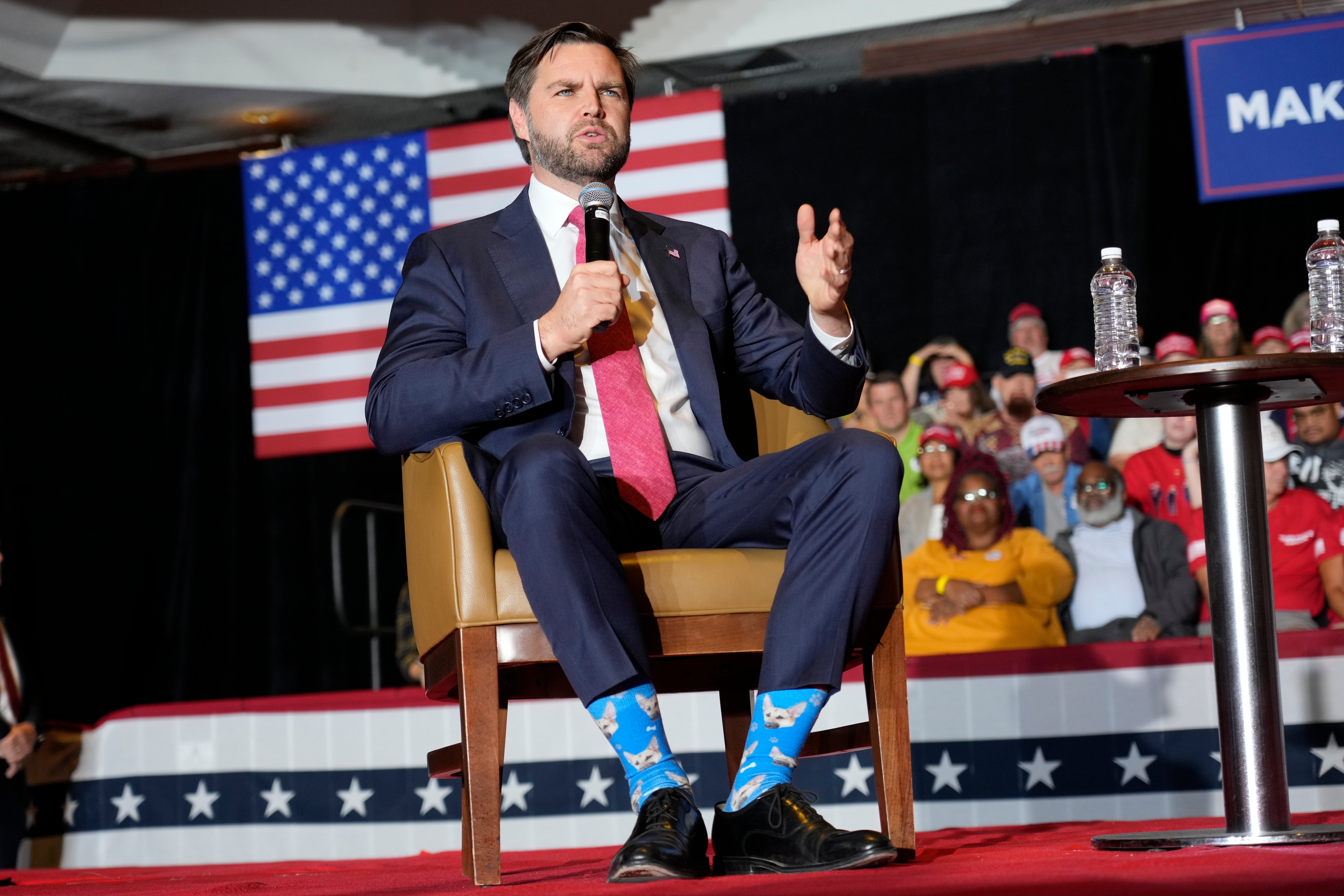 Republican vice president nominee Senator JD Vance speaks during a campaign event in Greensboro, North Carolina, on October 10. The VP candidate once again waded in on women’s decisions about having children