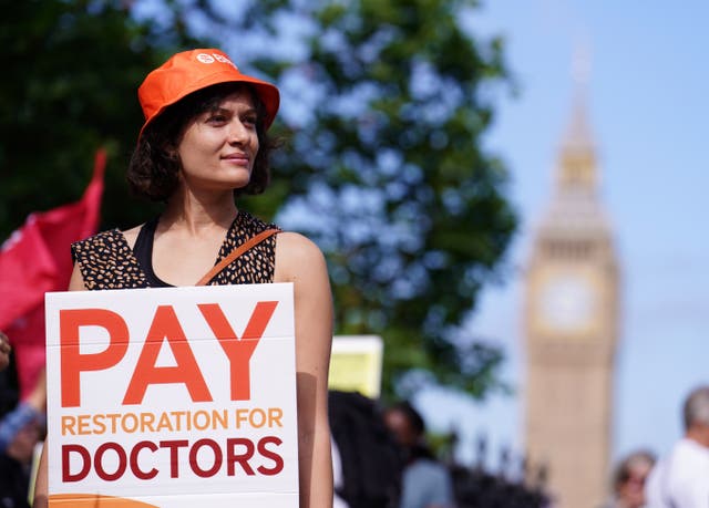 <p>Doctors are threatening to strike over 4 per cent raise (Jordan Pettitt/PA)</p>