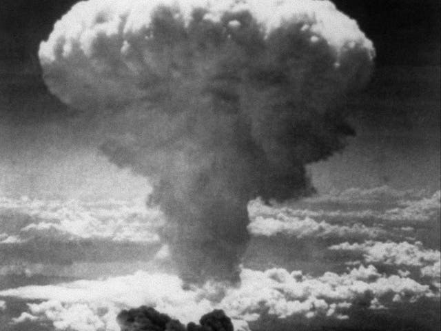 <p>This file photo August 9, 1945, shows the mushroom cloud of the so-called ‘Fat Man’ nuclear weapon dropped on Nagasaki, Japan, during World War II</p>