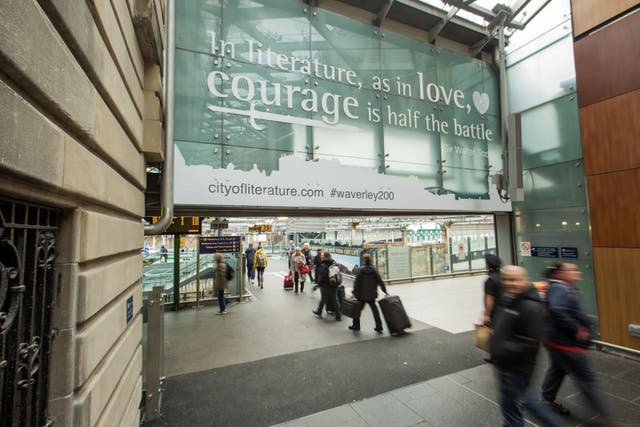 Since becoming a City of Literature, Edinburgh has played host to hundreds of literary events, including quotes in stalled at Waverley station (Edinburgh Unesco City of Literature Trust/PA)