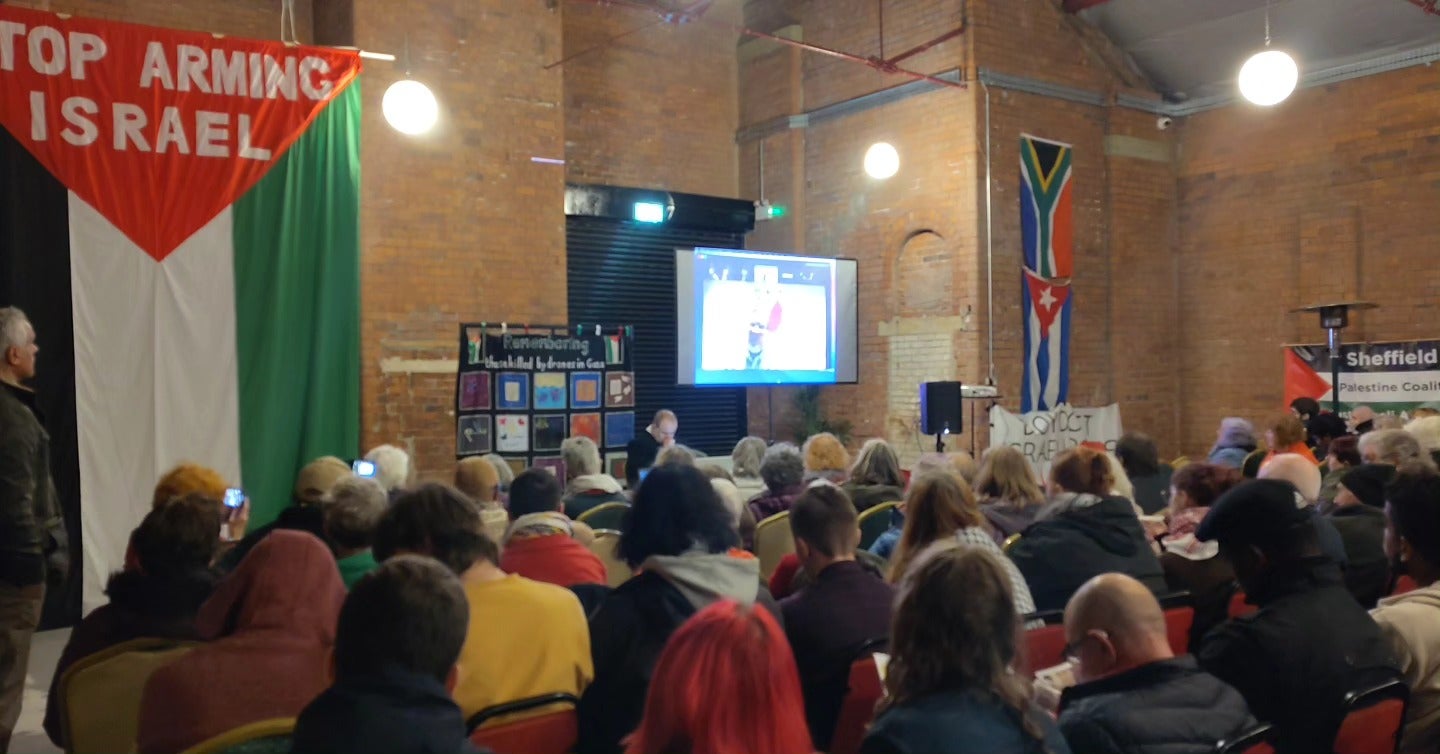 Mr Mandela still gave the talk at the pro-Palestinian event in Sheffield despite not being in the country